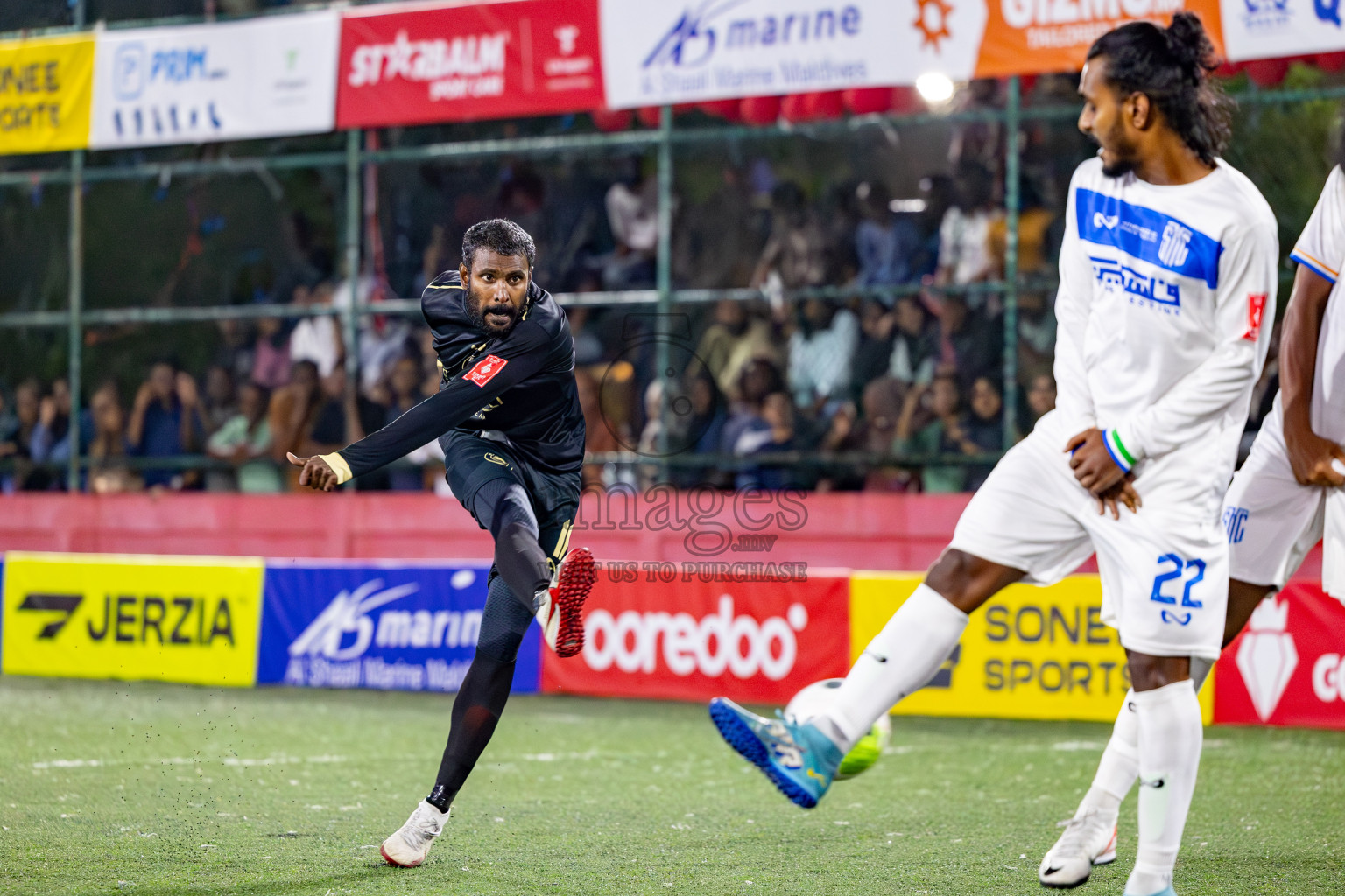 S. Hithadhoo VS ADh. Maamigili in Round of 16 on Day 40 of Golden Futsal Challenge 2024 which was held on Tuesday, 27th February 2024, in Hulhumale', Maldives Photos: Hassan Simah / images.mv