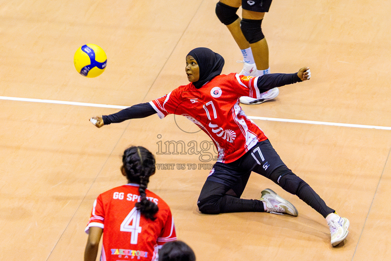 Good Games Sports Academy vs Volleyball Youth New Generation in Day 5 of Women's Division of VAM Cup 2025 held in Male', Maldives on Sunday, 13th April 2025 at Social Center Indoor Hall Photos By: Nausham Waheed / images.mv