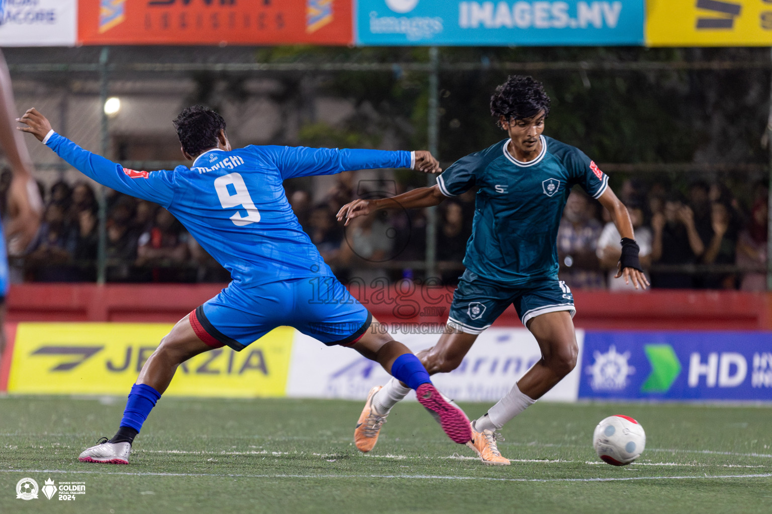 R Dhuvaafaru vs R Alifushi in Day 18 of Golden Futsal Challenge 2024 was held on Thursday, 1st February 2024, in Hulhumale', Maldives Photos: Mohamed Mahfooz Moosa, / images.mv