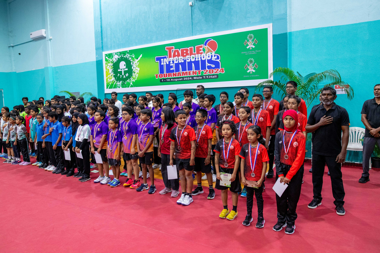 Senior Finals and Awarding ceremony of Interschool Table Tennis Tournament 2024 was held in Male' TT Hall, Male', Maldives on Saturday, 10th August 2024.
Photos: Ismail Thoriq / images.mv