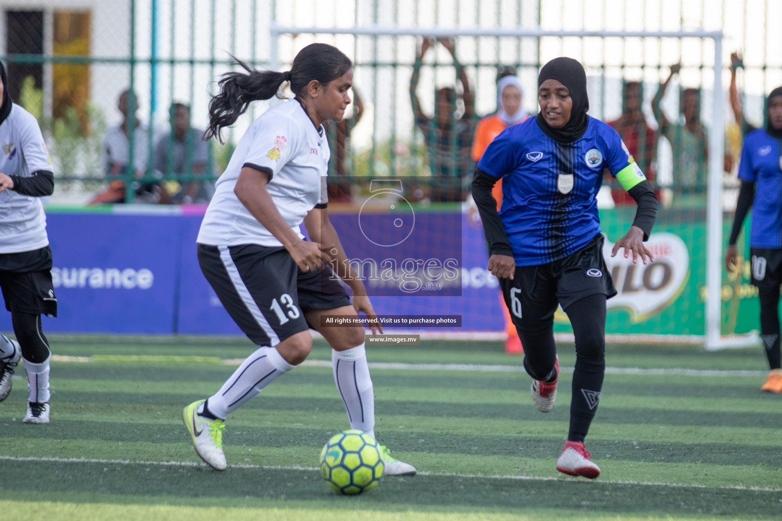 Maldives Ports Limited vs Dhivehi Sifainge Club in the semi finals of 18/30 Women's Futsal Fiesta 2019 on 27th April 2019, held in Hulhumale Photos: Hassan Simah / images.mv