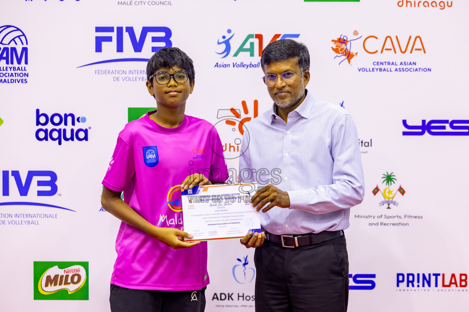 Sri Lanka vs Maldives in Semi Final of CAVA U20 Woman's Volleyball Championship 2024 was held in Social Center, Male', Maldives on 22nd July 2024. Photos: Nausham Waheed / images.mv