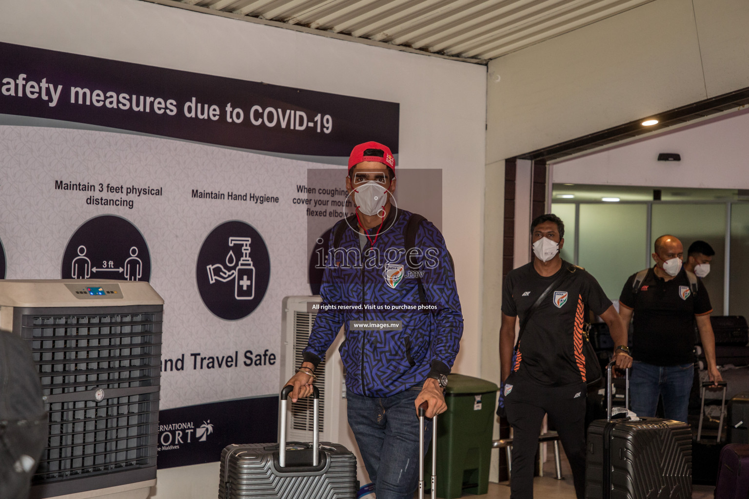 Arrival of Indian Football Team in Velana International Airport, Male' Maldives for SAFF Championship 2021 on 28 September 2021