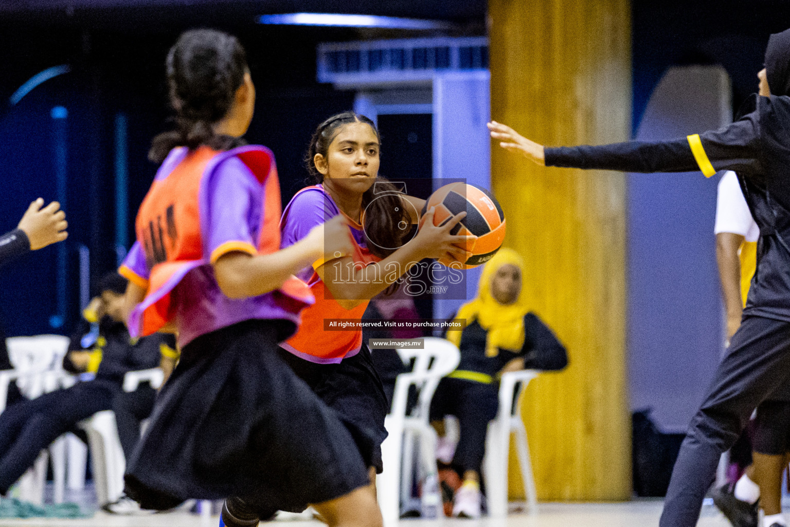 Day 9 of 24th Interschool Netball Tournament 2023 was held in Social Center, Male', Maldives on 4th November 2023. Photos: Hassan Simah / images.mv