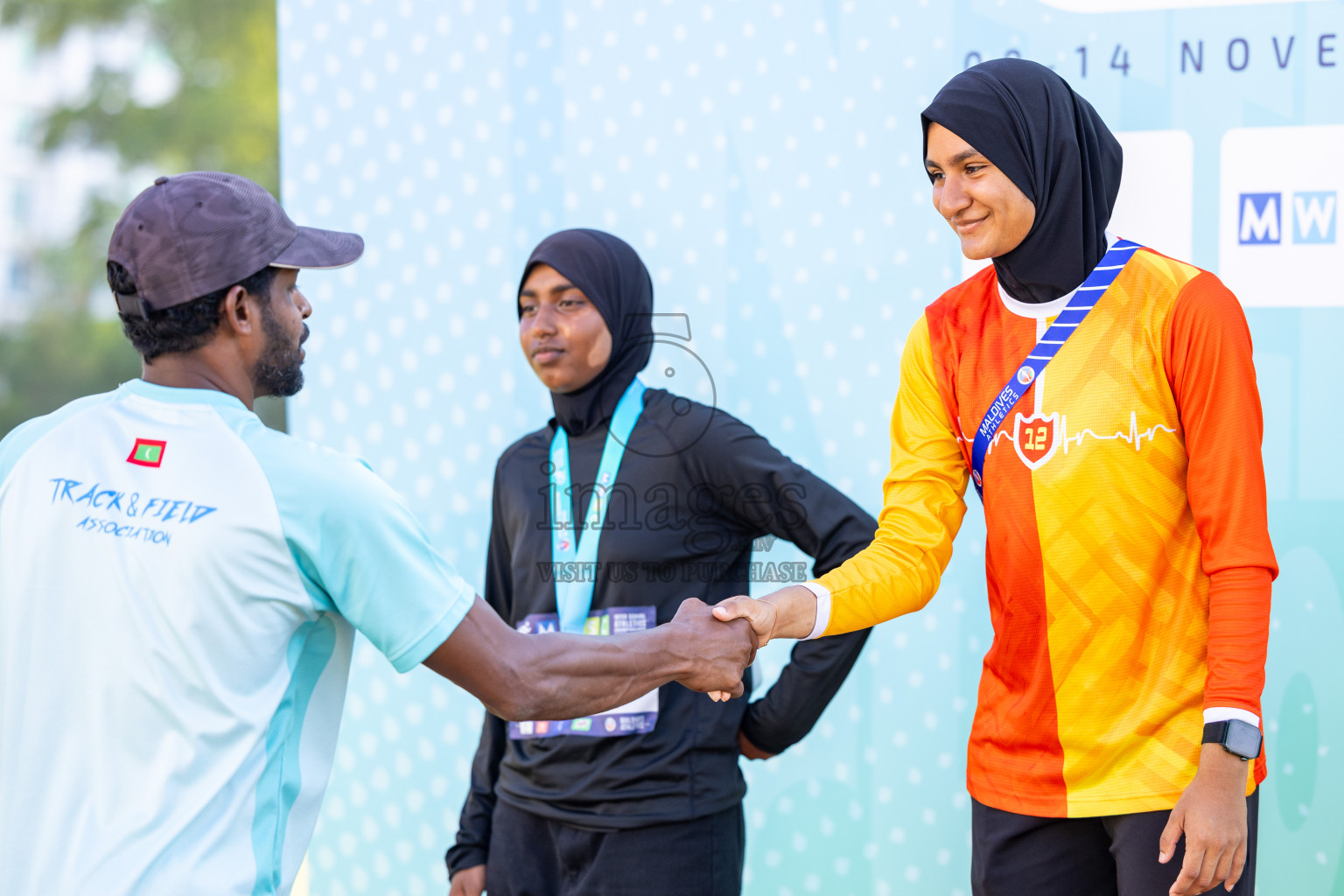 Day 6 of MWSC Interschool Athletics Championships 2024 held in Hulhumale Running Track, Hulhumale, Maldives on Thursday, 14th November 2024. Photos by: Ismail Thoriq / Images.mv