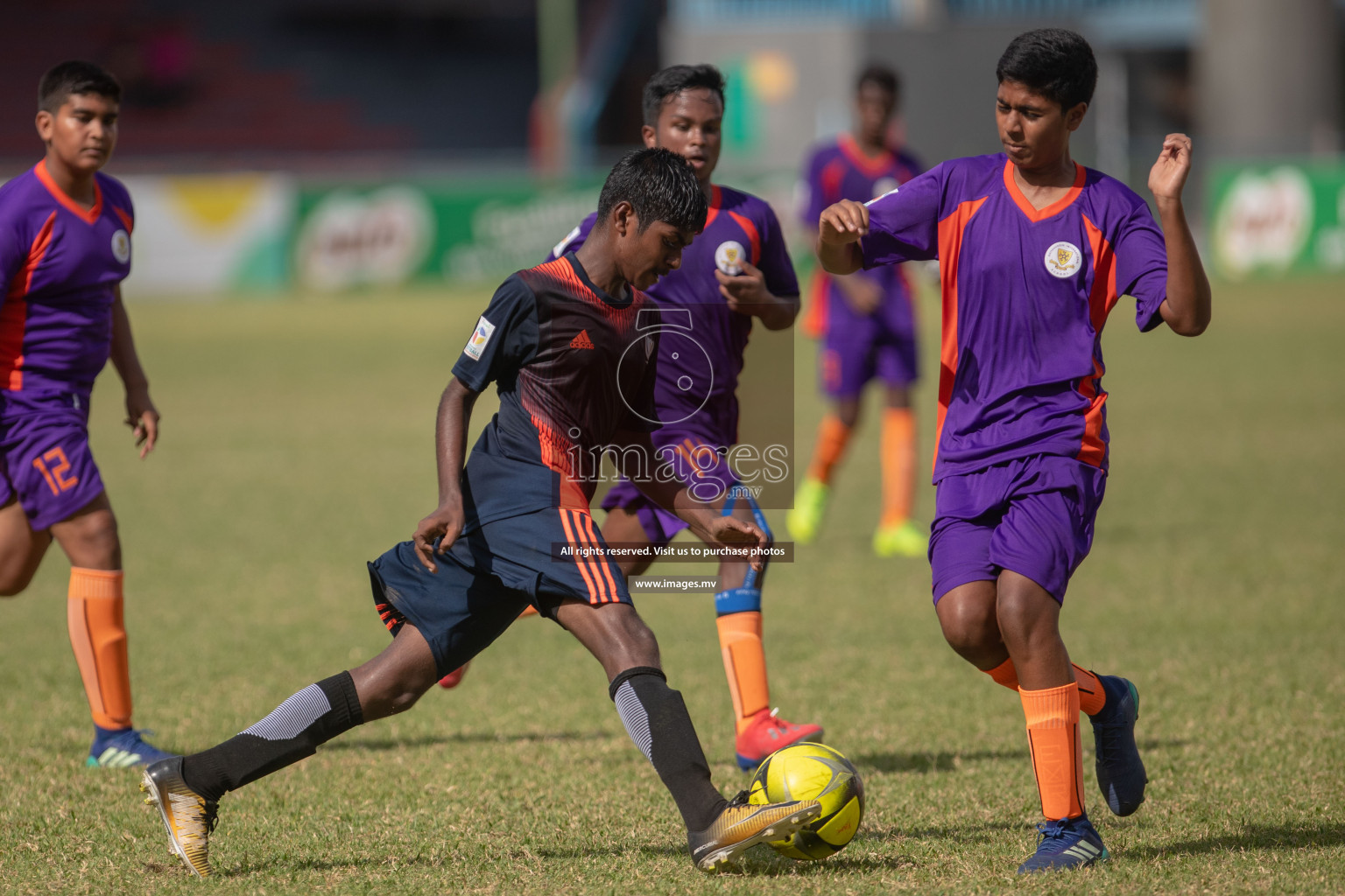 Imaaduddin School vs Ghiyasuddin School Mamen Inter-School Football Tournament 2019 (U15) on 10th March 2019, in Male' Maldives (Images.mv Photo: Suadh Abdul Sattar)