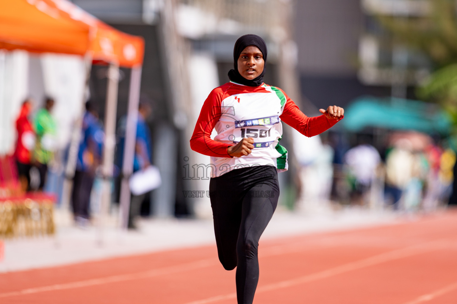 Day 3 of MWSC Interschool Athletics Championships 2024 held in Hulhumale Running Track, Hulhumale, Maldives on Monday, 11th November 2024. 
Photos by: Hassan Simah / Images.mv