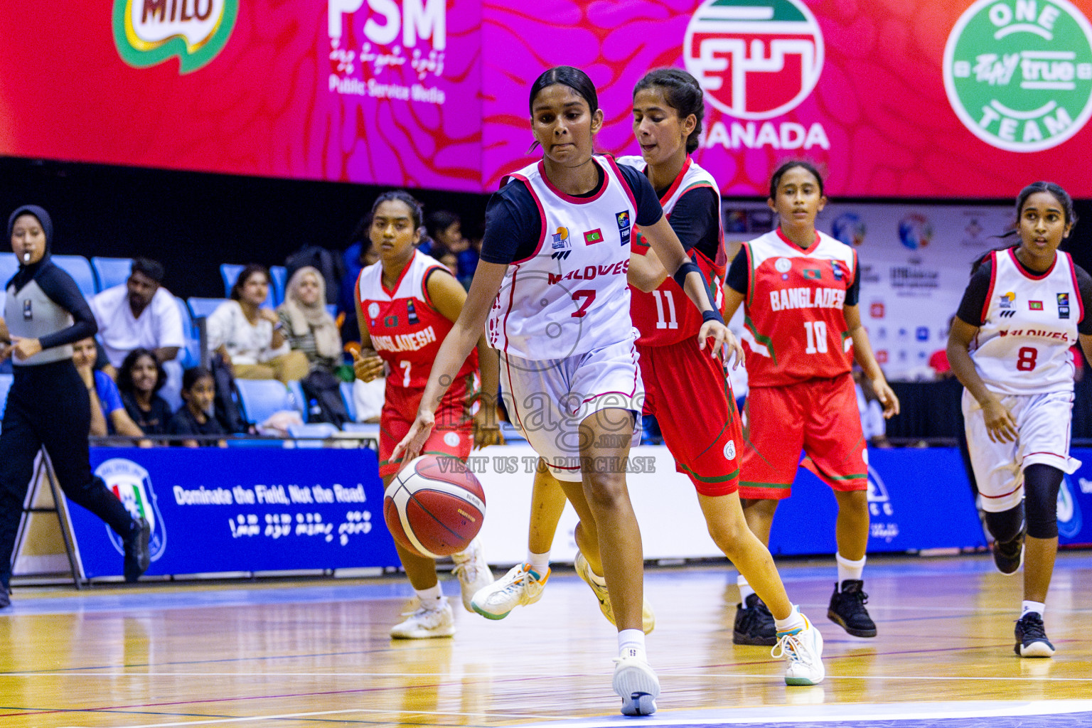 Maldives vs Bangladesh in Day 1 of Under 16 Woman's Asian Cup SABA Qualifiers 2025 was held in Social Center, Male', Maldives on 12th June 2025. Photos: Nausham Waheed / images.mv