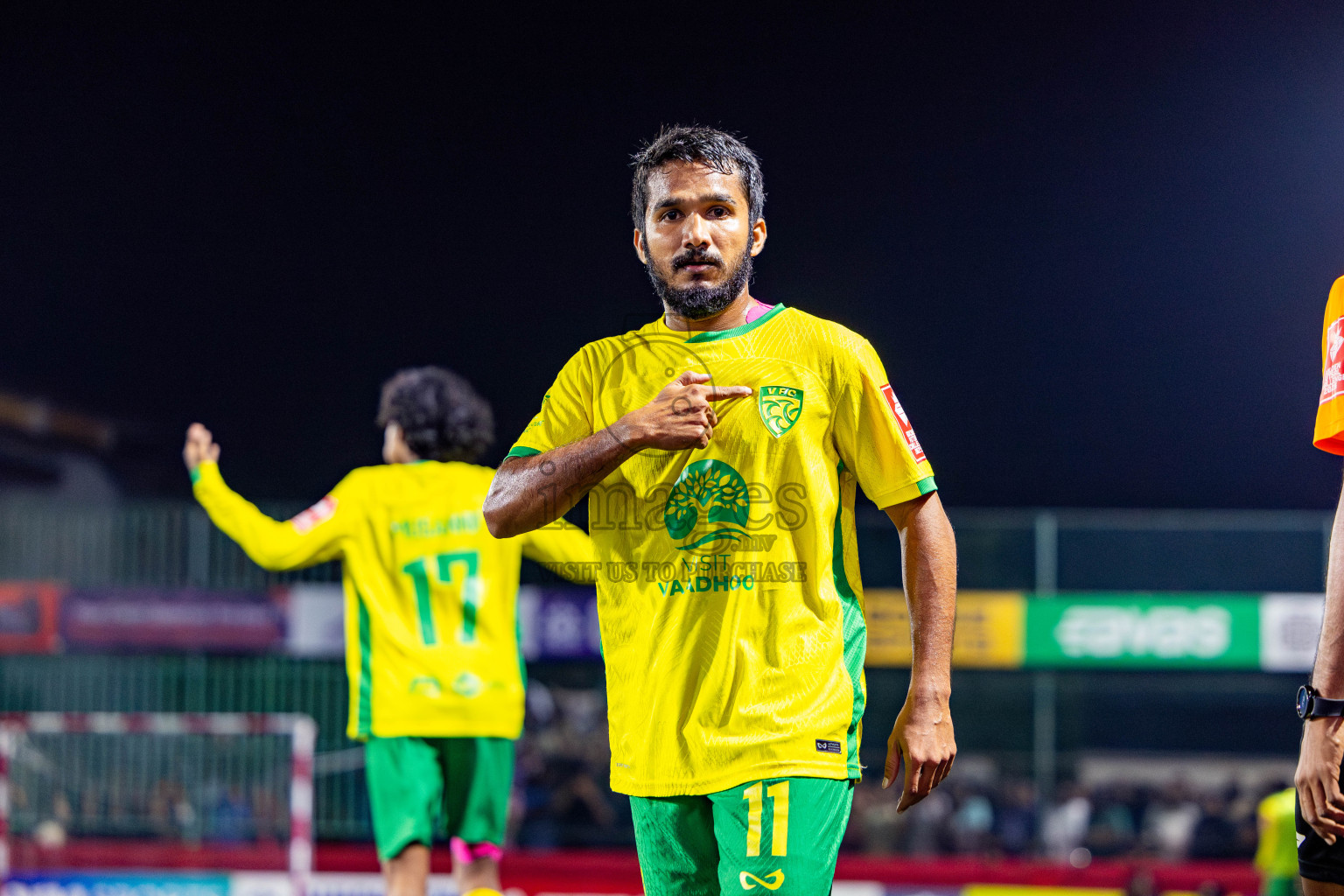 Gdh Vaadhoo vs GA Dhevvadhoo in zone round on Day 32 of Golden Futsal Challenge 2025 was held on Wednesday , 5th February 2025, in Hulhumale', Maldives. Photos: Nausham Waheed / images.mv