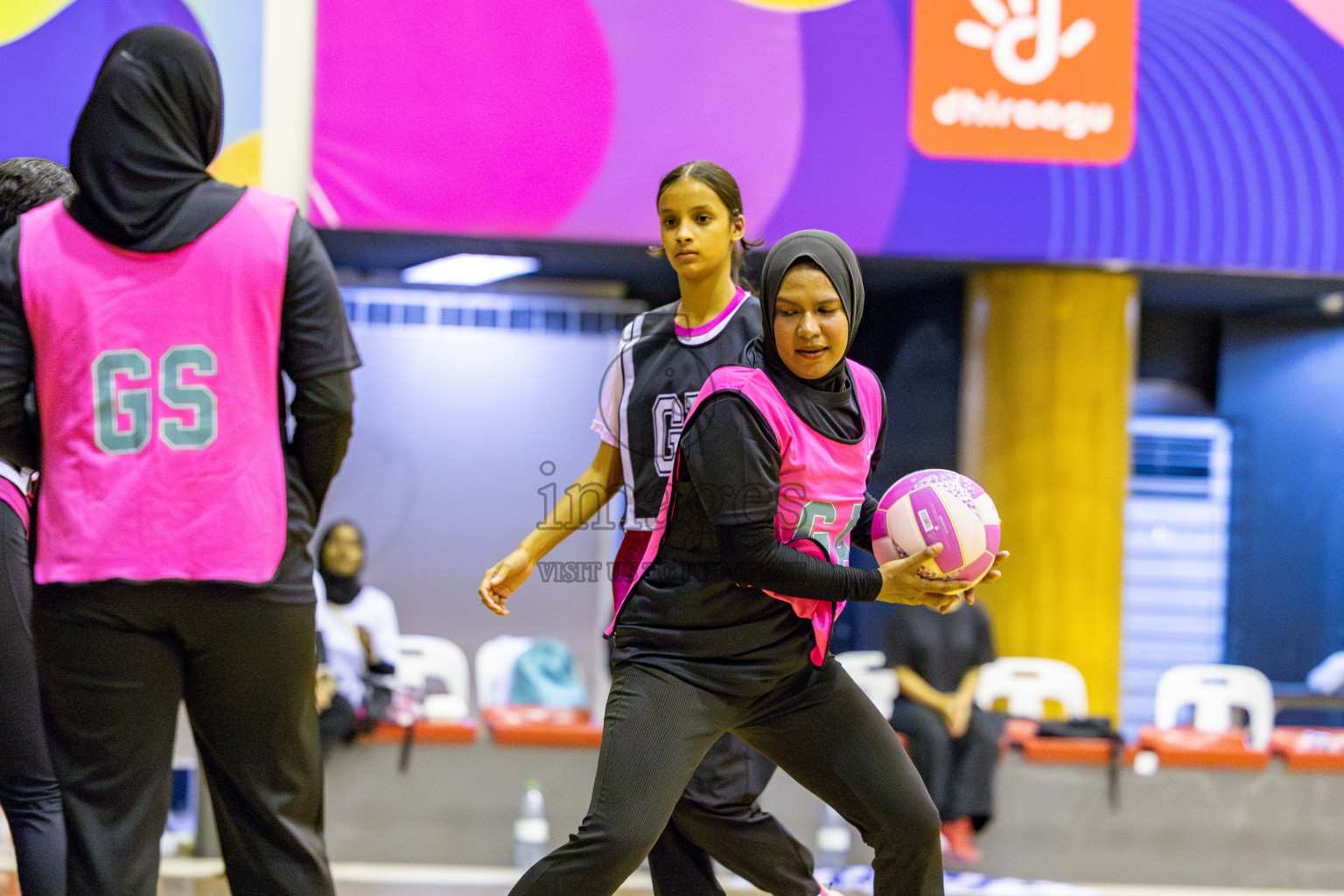 United Unity Sports Club vs N Sports Academy in Division 2 of National Netball Tournament 2025 held in Social Center at Male', Maldives on Sunday, 25th May 2025. Photos: Hassan Simah / images.mv