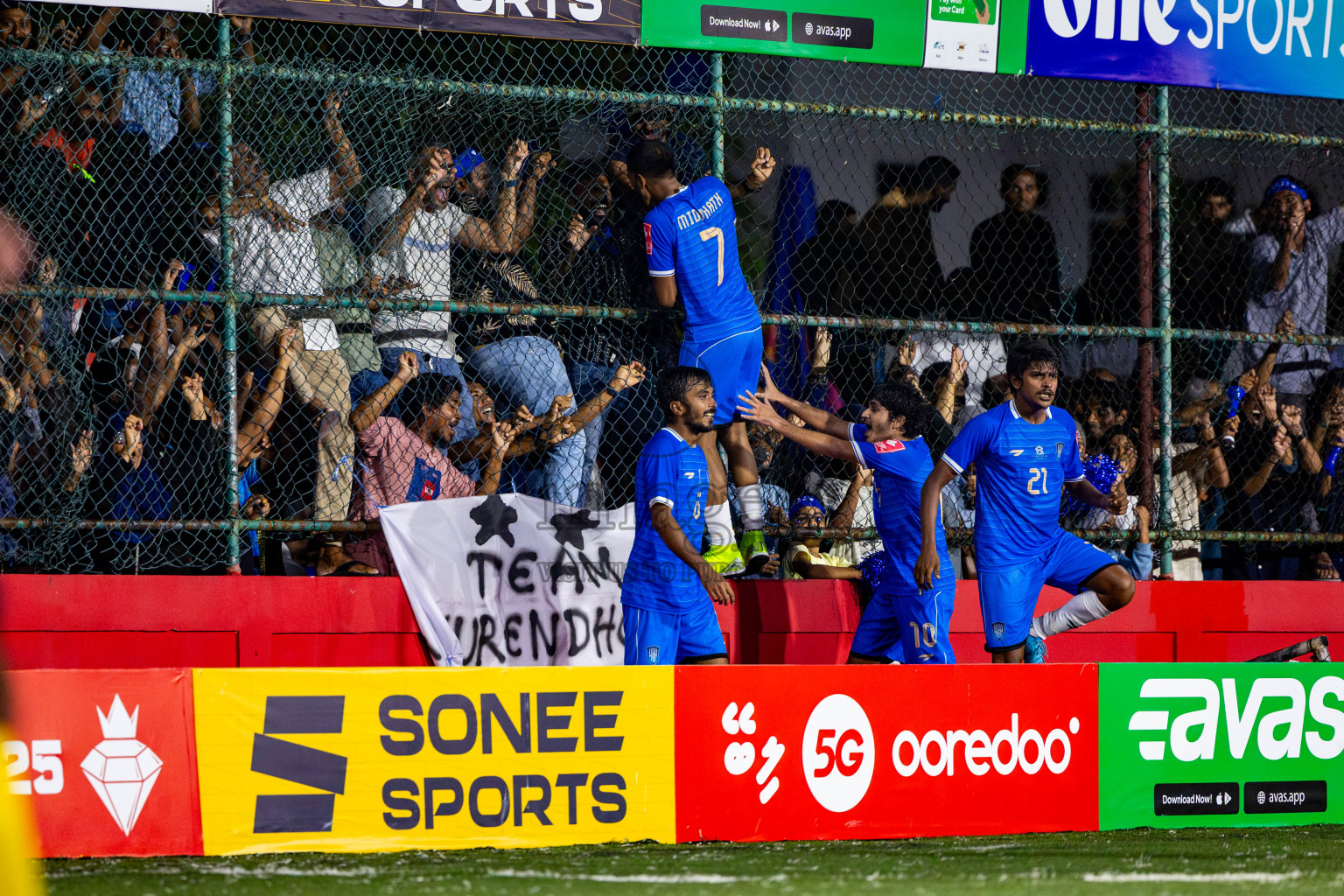 Lh Naifaru vs Lh Kurendhoo in Lhaviyani Atoll Finals Day 26 of Golden Futsal Challenge 2025 was held on Thursday , 30th January 2025, in Hulhumale', Maldives. Photos: Nausham Waheed / images.mv