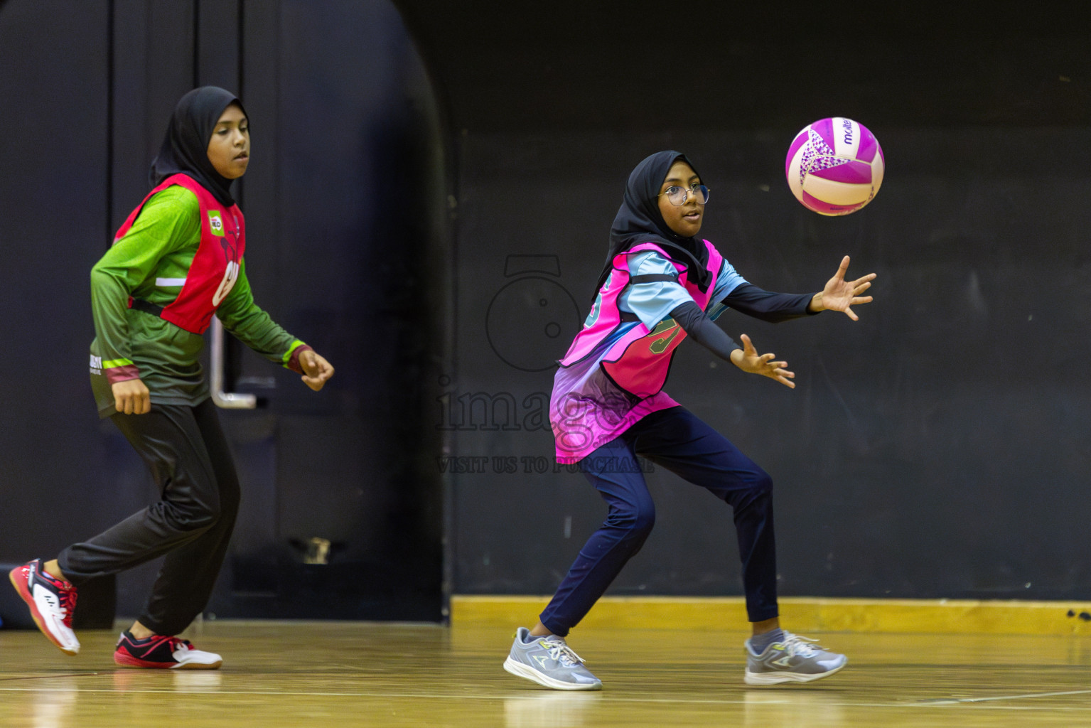 Fionti A Team vs Netkids B in Day 3 of 3rd Netball Junior Championship, held at Social Center on Wednesday 22nd January 2025 . Photos: Shuu Abdul Sattar / images.mv