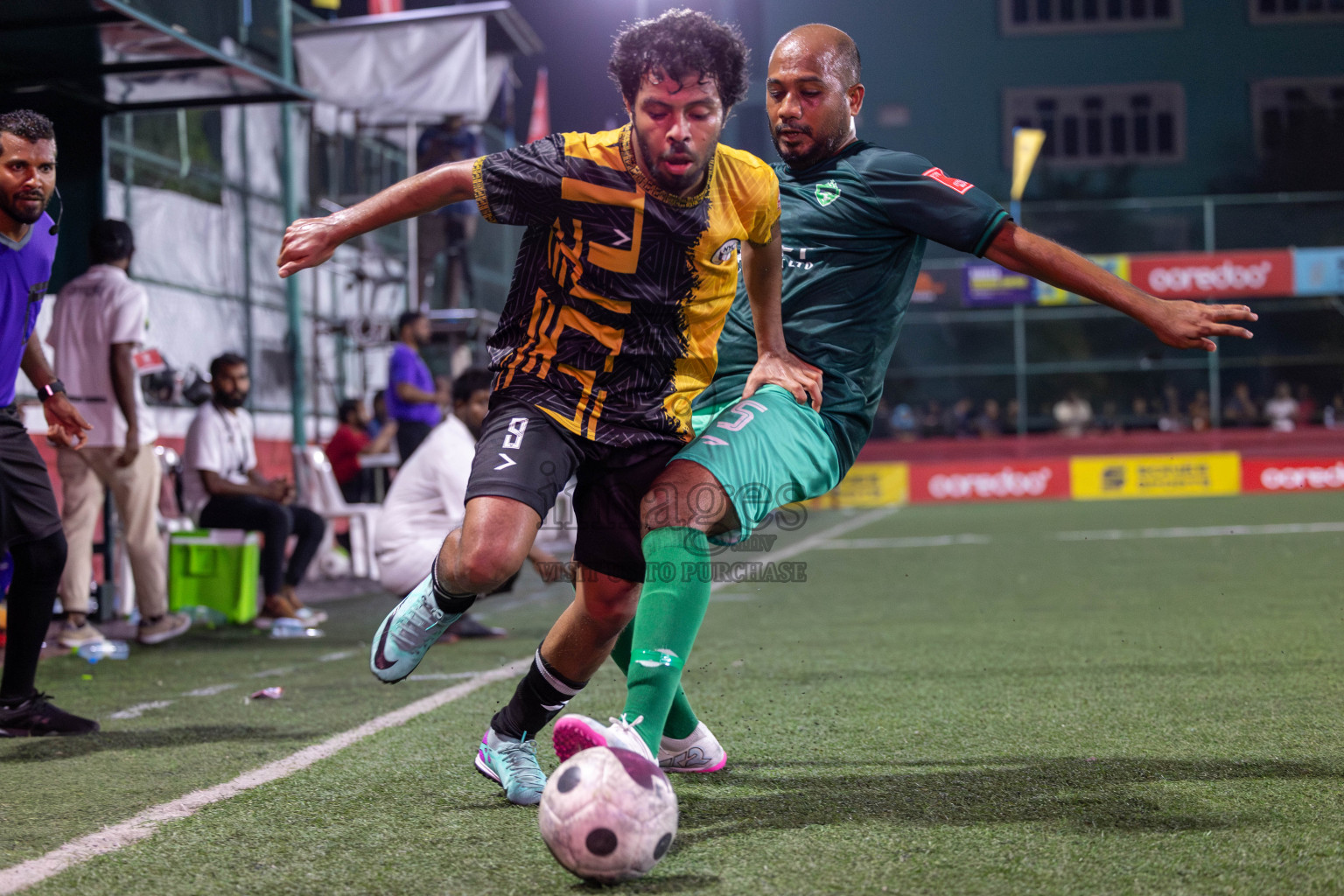 M. Naalaafushi vs M. Maduvvari in Day 28 of Golden Futsal Challenge 2024 was held on Sunday , 11th February 2024 in Hulhumale', Maldives Photos: Mohamed Mahfooz Moosa / images.mv