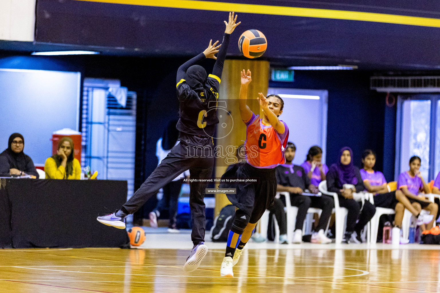 Day 9 of 24th Interschool Netball Tournament 2023 was held in Social Center, Male', Maldives on 4th November 2023. Photos: Hassan Simah / images.mv