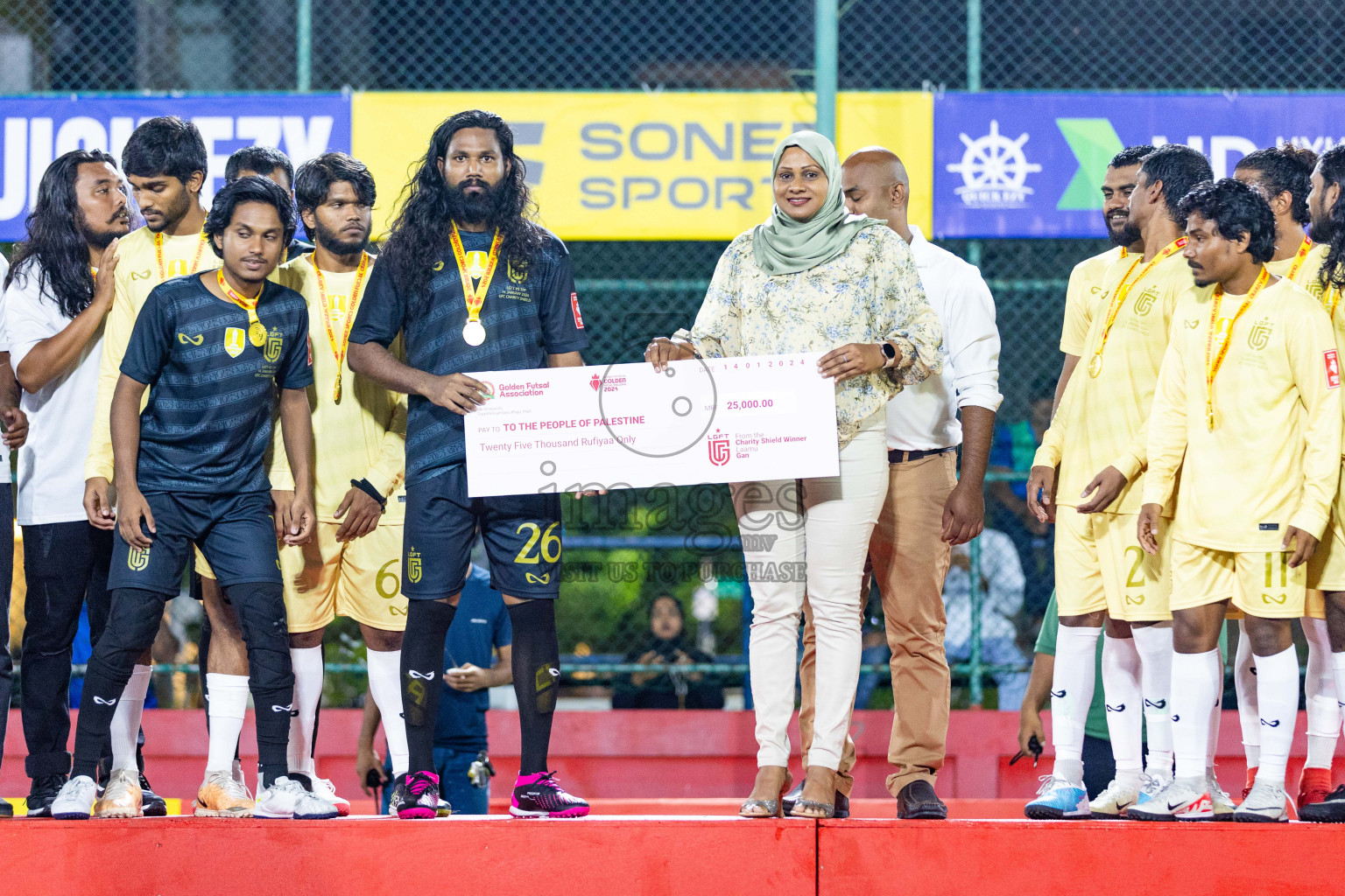 Opening of Golden Futsal Challenge 2024 with Charity Shield Match between L.Gan vs Th. Thimarafushi was held on Sunday, 14th January 2024, in Hulhumale', Maldives Photos: Nausham Waheed / images.mv