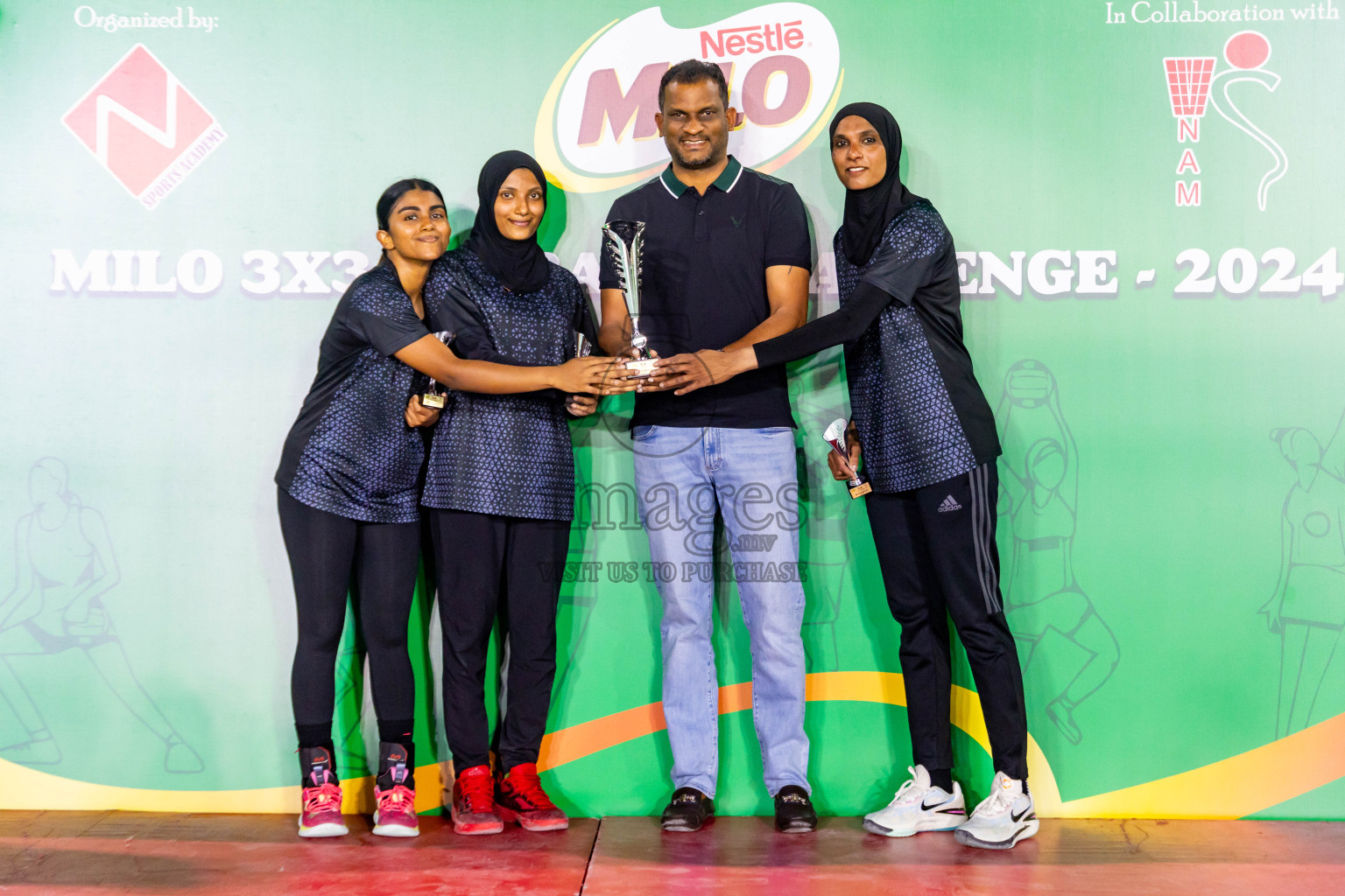 Final of MILO 3x3 Netball Challenge 2024 was held in Ekuveni Netball Court at Male', Maldives on Thursday, 20th March 2024. Photos: Nausham Waheed / images.mv