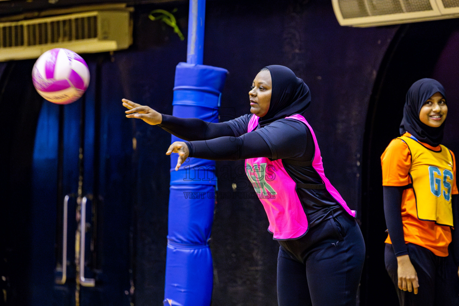 Invicto Sports Club vs United Unity Sports Club in Day 9 of National Netball Tournament 2025 held in Social Center at Male', Maldives on Monday, 26th May 2025. Photos: Nausham Waheed / images.mv