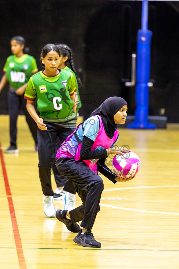 Young Netters B vs Fionti SC in Day 5 of 3rd Netball Junior Championship, held at Social Center on Thursday 23rd January 2025 . Photos: Shuu Abdul Sattar / images.mv