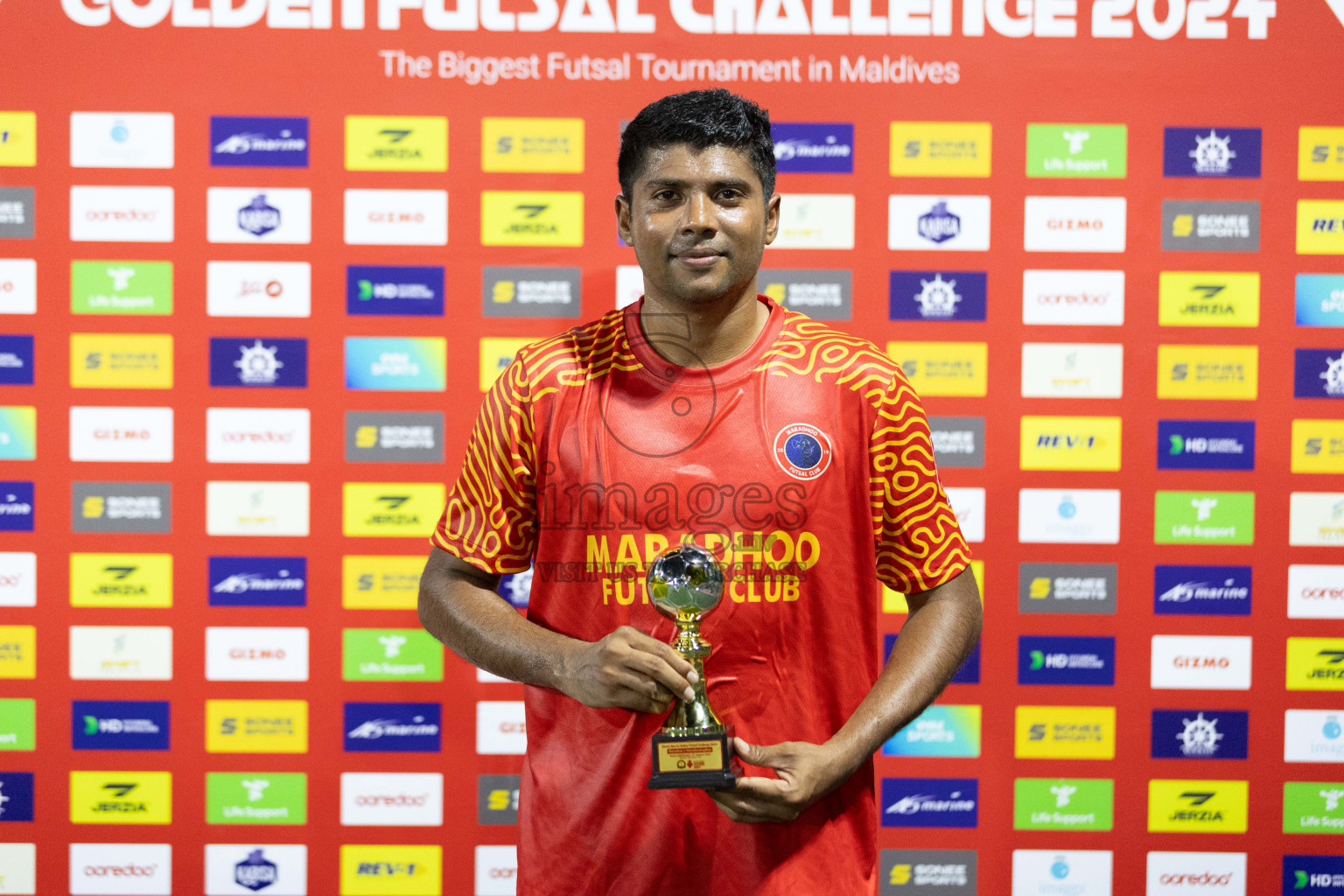 S Maradhoo VS S Maradhoofeydhoo in Day 13 of Golden Futsal Challenge 2024 was held on Saturday, 27th January 2024, in Hulhumale', Maldives Photos: Nausham Waheed / images.mv