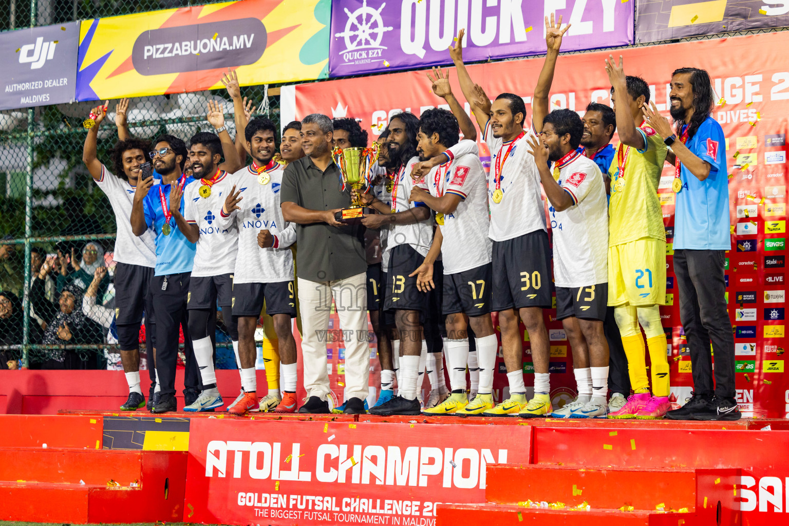 DH Maaenboodhoo vs DH Kudahuvadhoo in Dhaalu Atoll Finals in Day 25 of Golden Futsal Challenge 2025 was held on Wednesday , 28th January 2025, in Hulhumale', Maldives. Photos: Nausham Waheed / images.mv