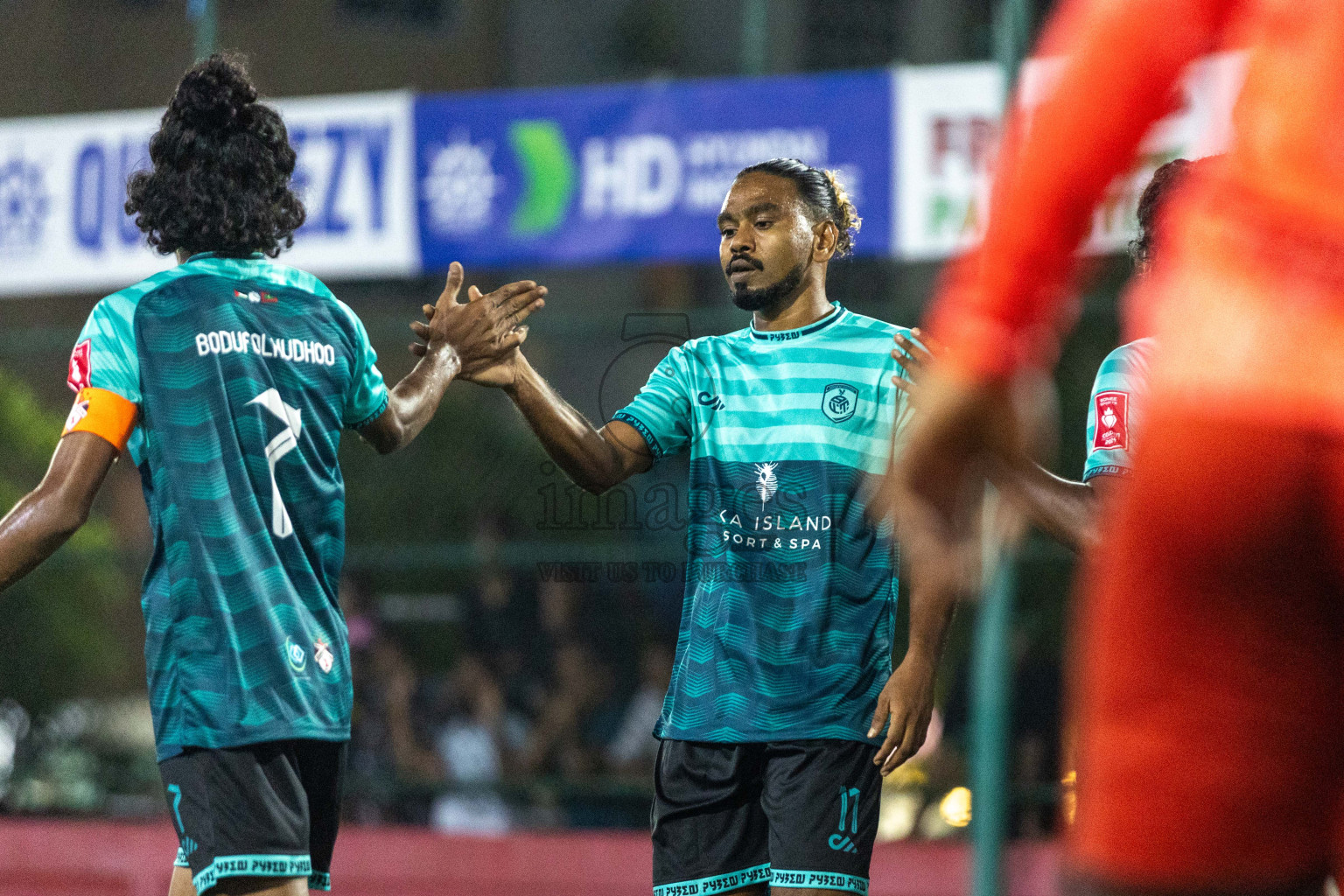 AA Feridhoo vs AA Bodufolhudhoo in Day 15 of Golden Futsal Challenge 2024 was held on Monday, 29th January 2024, in Hulhumale', Maldives Photos: Nausham Waheed / images.mv