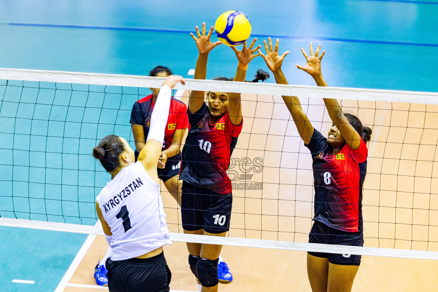 Kyrgyzstan vs Sri Lanka in Day 3 of CAVA U20 Woman's Volleyball Championship 2024 was held in Social Center, Male', Maldives on 20th July 2024. Photos: Nausham Waheed / images.mv