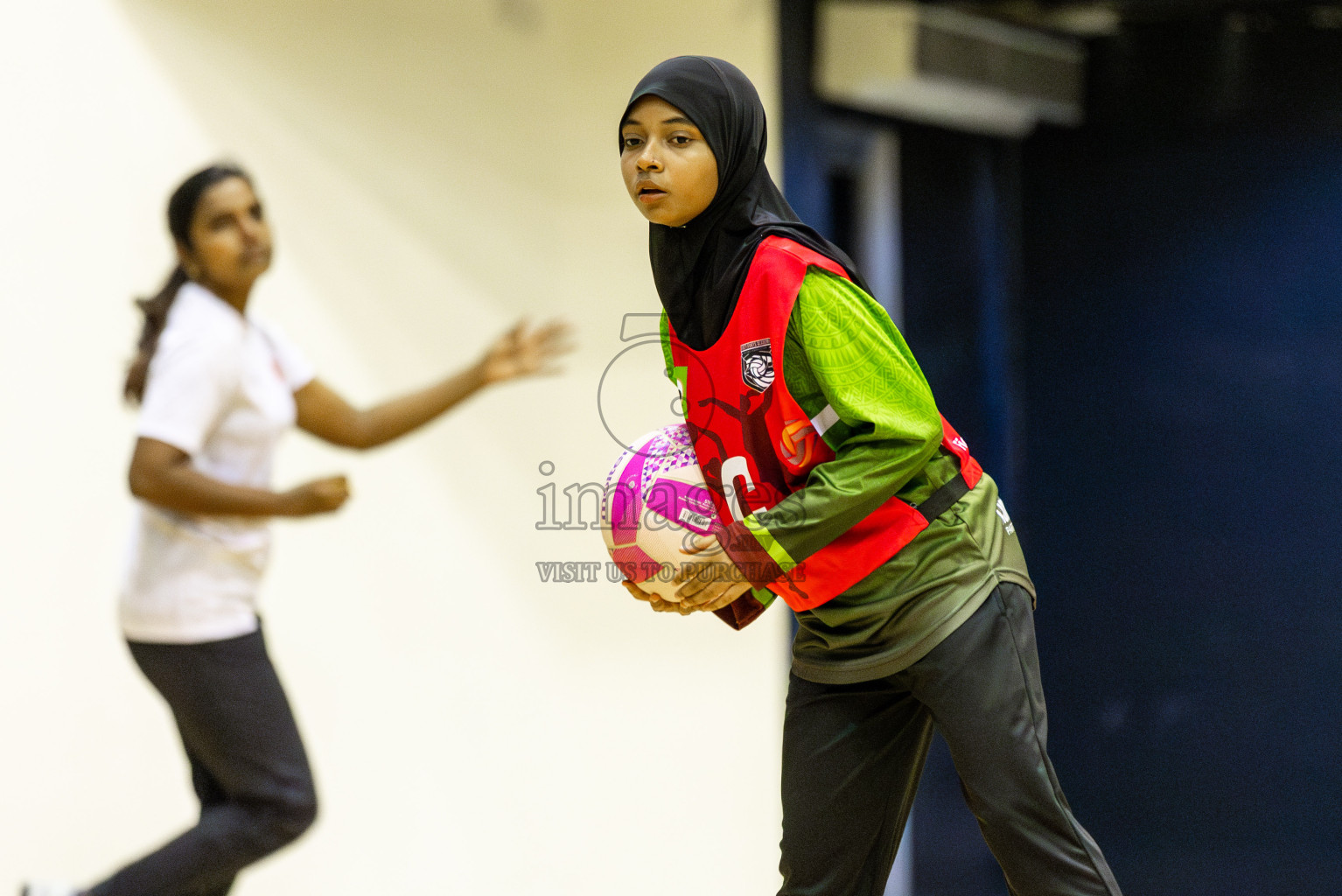 N Sports Academy vs FIONTI Sports Academy in Day 5 of 3rd Netball Junior Championship, held at Social Center on Thursday 23rd January 2025 . Photos: Shuu Abdul Sattar / images.mv