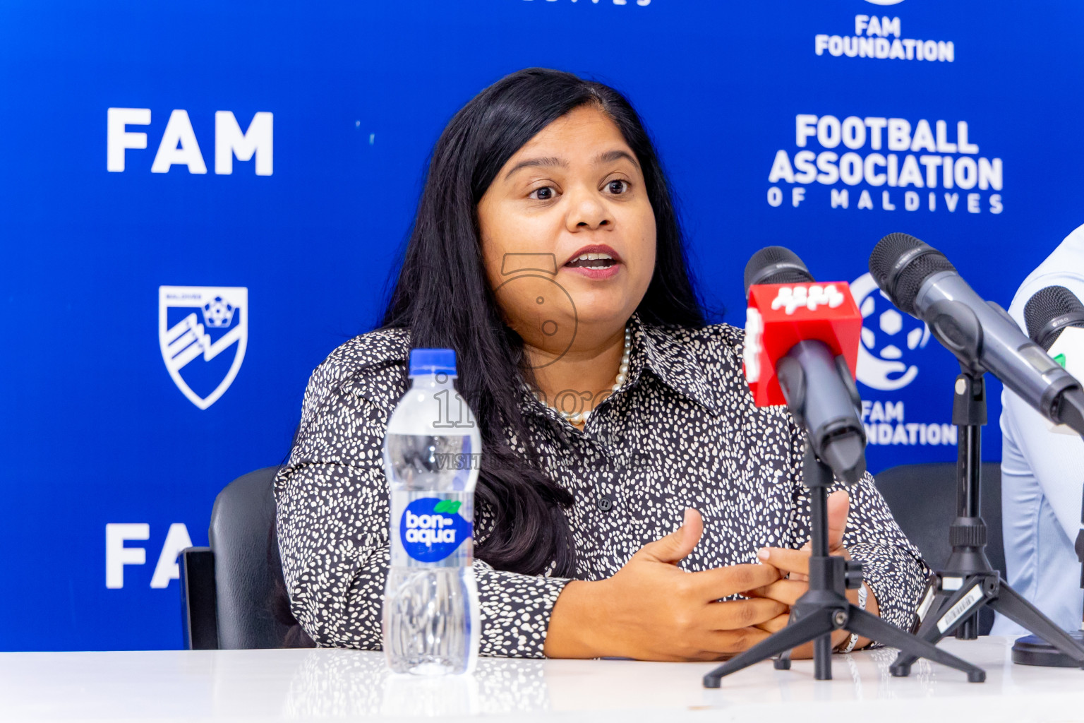 Press conference by FAM Normalization Committee was held at National Stadium in Male', Maldives on Sunday, 18th September 2024. Photos: Nausham Waheed / images.mv