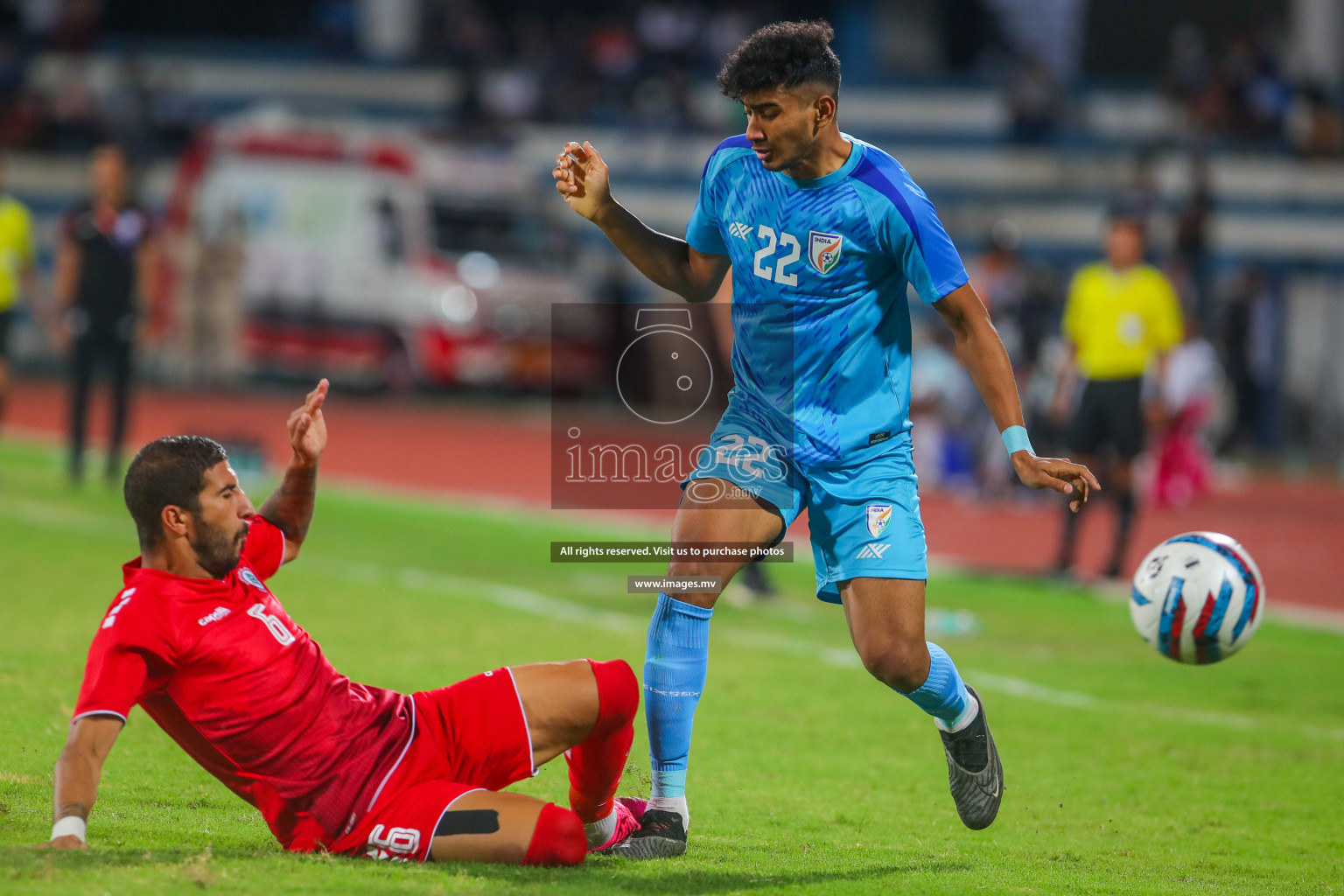 Lebanon vs India in the Semi-final of SAFF Championship 2023 held in Sree Kanteerava Stadium, Bengaluru, India, on Saturday, 1st July 2023. Photos: Hassan Simah / images.mv