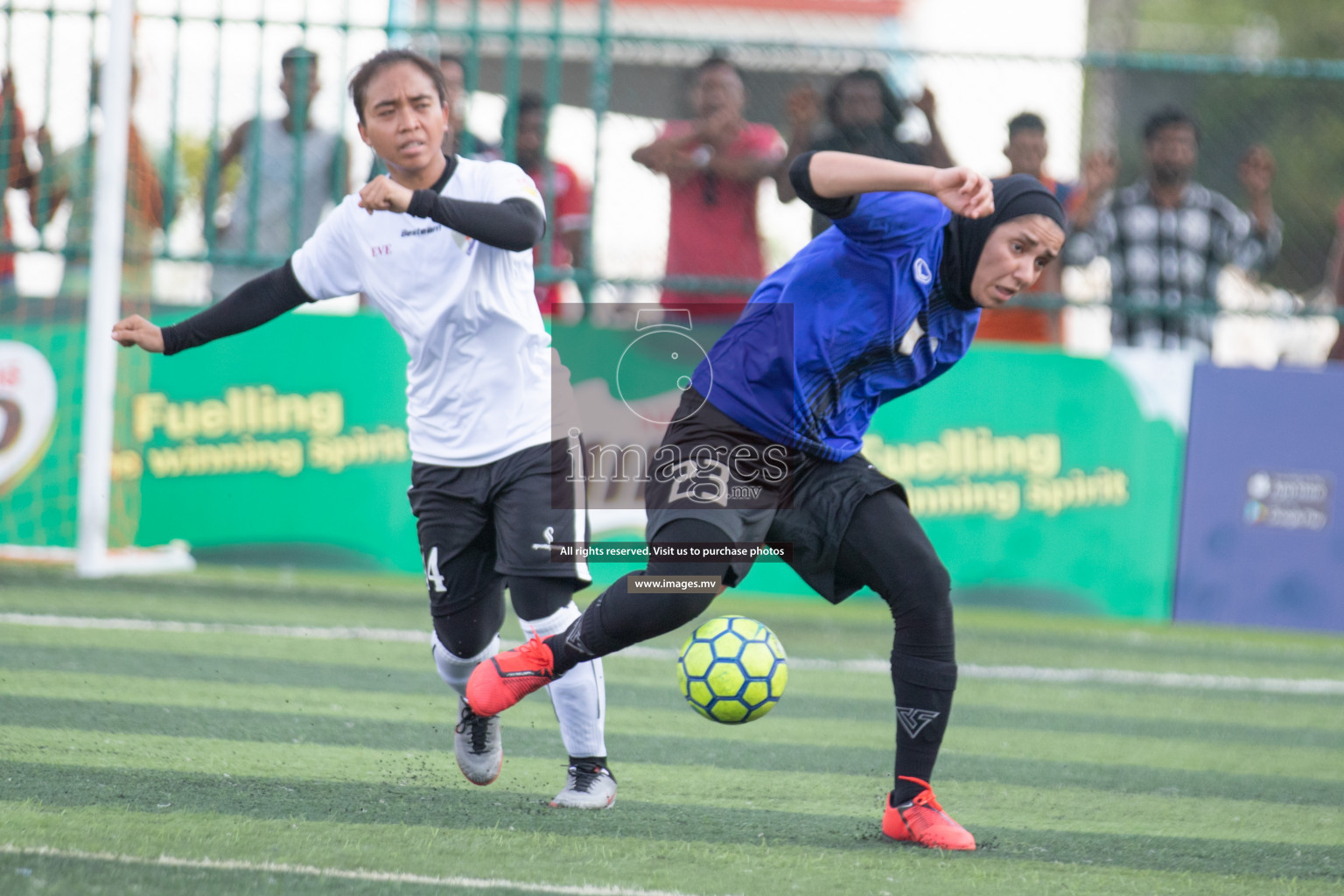 Maldives Ports Limited vs Dhivehi Sifainge Club in the semi finals of 18/30 Women's Futsal Fiesta 2019 on 27th April 2019, held in Hulhumale Photos: Hassan Simah / images.mv