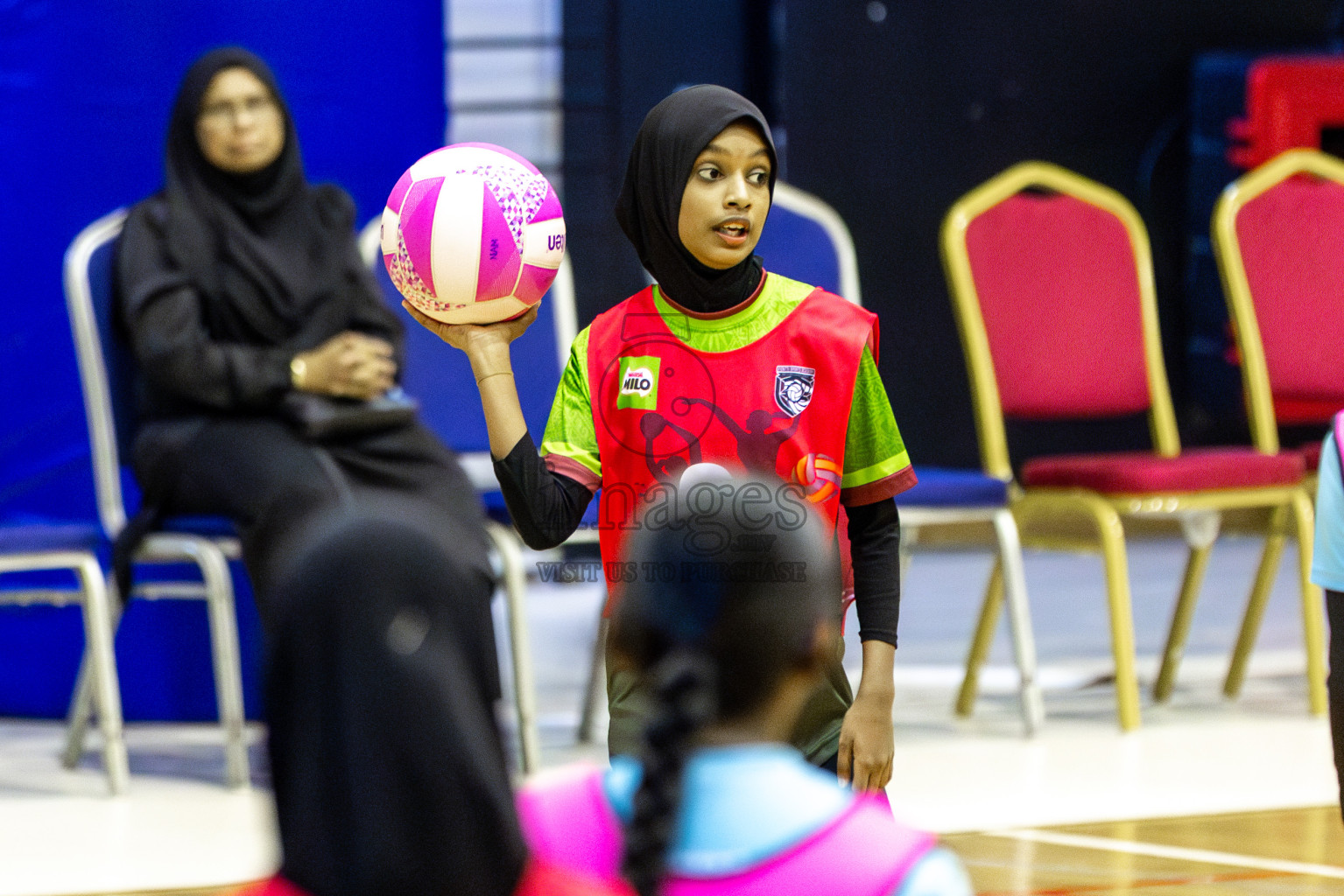 Netkids C vs Fionti Academy A in Day 5 of 3rd Netball Junior Championship, held at Social Center on Thursday 23rd January 2025 . Photos: Shuu Abdul Sattar / images.mv