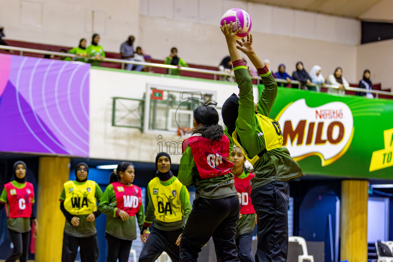 Fiontti Sports Academy vs Fionrri Academy A (U13) in Day 3 of 3rd Netball Junior Championship, held at Social Center on Tuesday, 21st January 2025 . 
Photos: Hassan Simah / images.mv