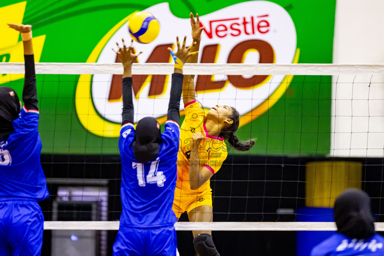 Maldives vs Sri Lanka in Day 2 of CAVA U20 Woman's Volleyball Championship 2024 was held in Social Center, Male', Maldives on 19th July 2024. Photos: Nausham Waheed / images.mv