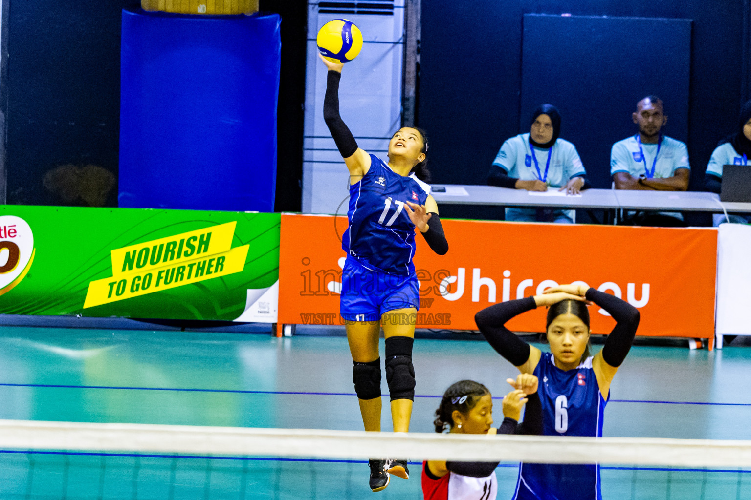 Nepal vs Sri Lanka in Day 1 of CAVA U20 Woman's Volleyball Championship 2024 was held in Social Center, Male', Maldives on 18th July 2024. Photos: Nausham Waheed / images.mv