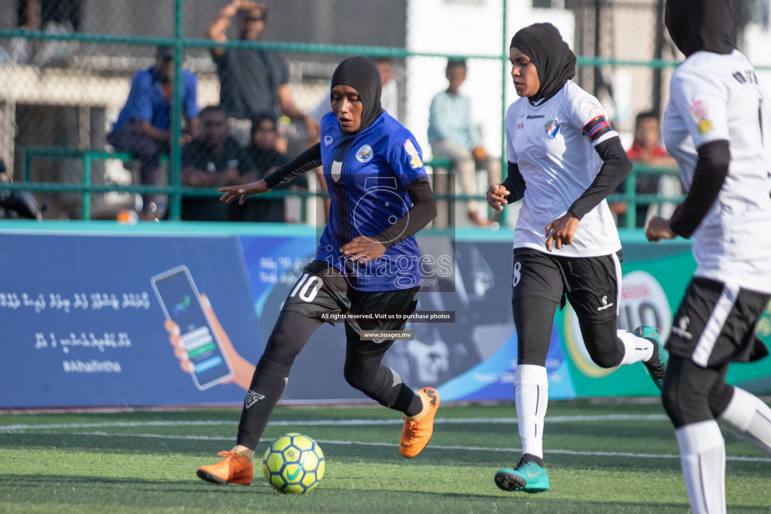 Maldives Ports Limited vs Dhivehi Sifainge Club in the semi finals of 18/30 Women's Futsal Fiesta 2019 on 27th April 2019, held in Hulhumale Photos: Hassan Simah / images.mv