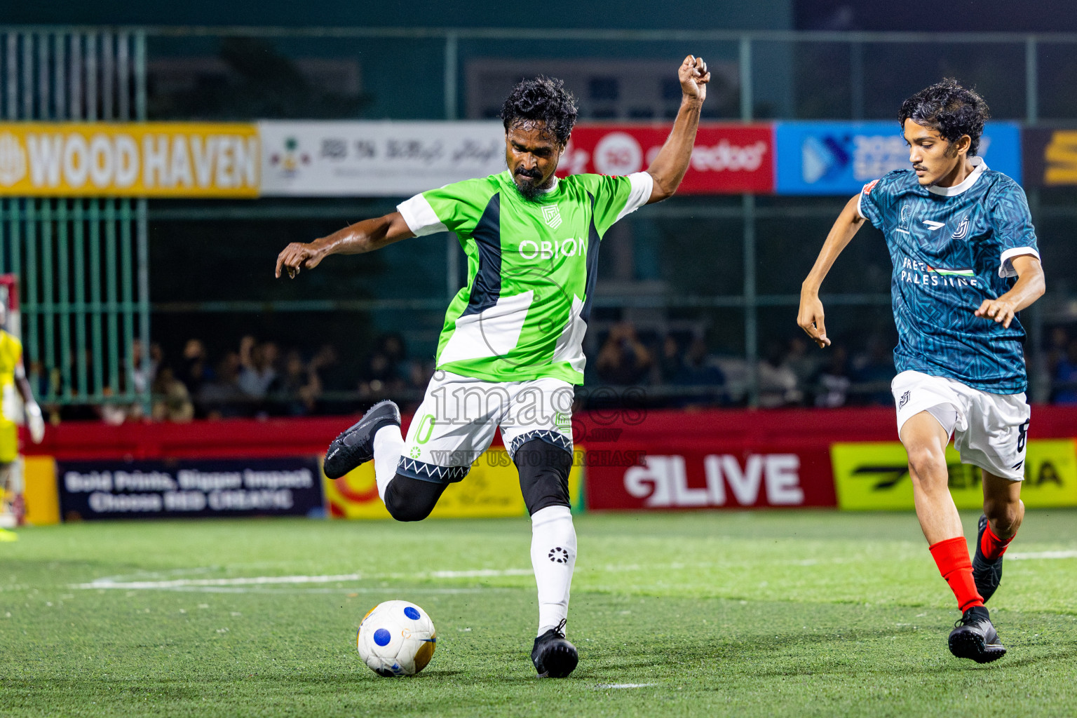 Hdh Naivaadhoo VS Hdh Nolhivaram in Day 9 of Golden Futsal Challenge 2025 was held on Monday, 13th January 2025, in Hulhumale', Maldives Photos: Nausham Waheed , Ismail Thoriq / images.mv