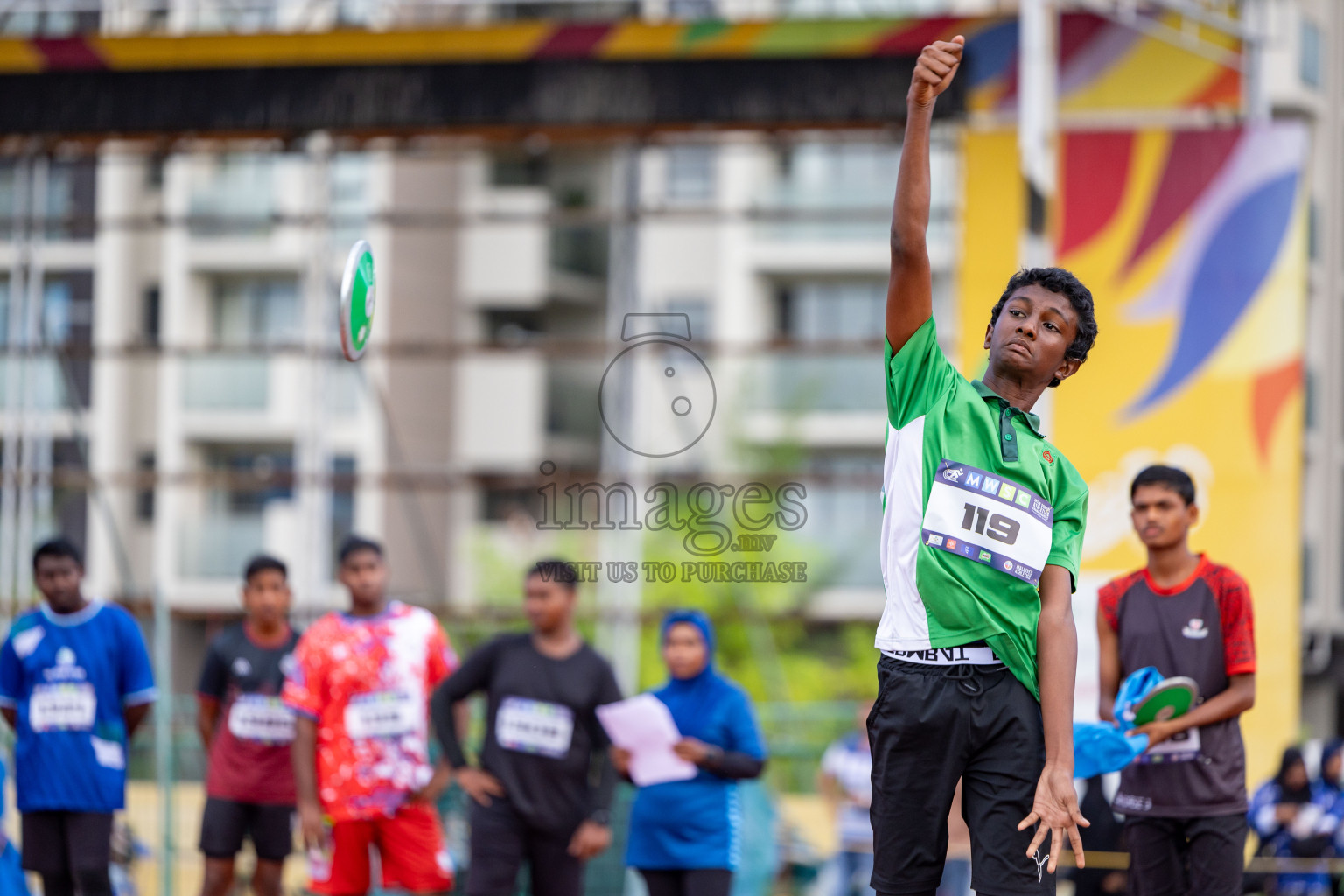 Day 1 of MWSC Interschool Athletics Championships 2024 held in Hulhumale Running Track, Hulhumale, Maldives on Saturday, 9th November 2024. 
Photos by: Ismail Thoriq, Hassan Simah / Images.mv