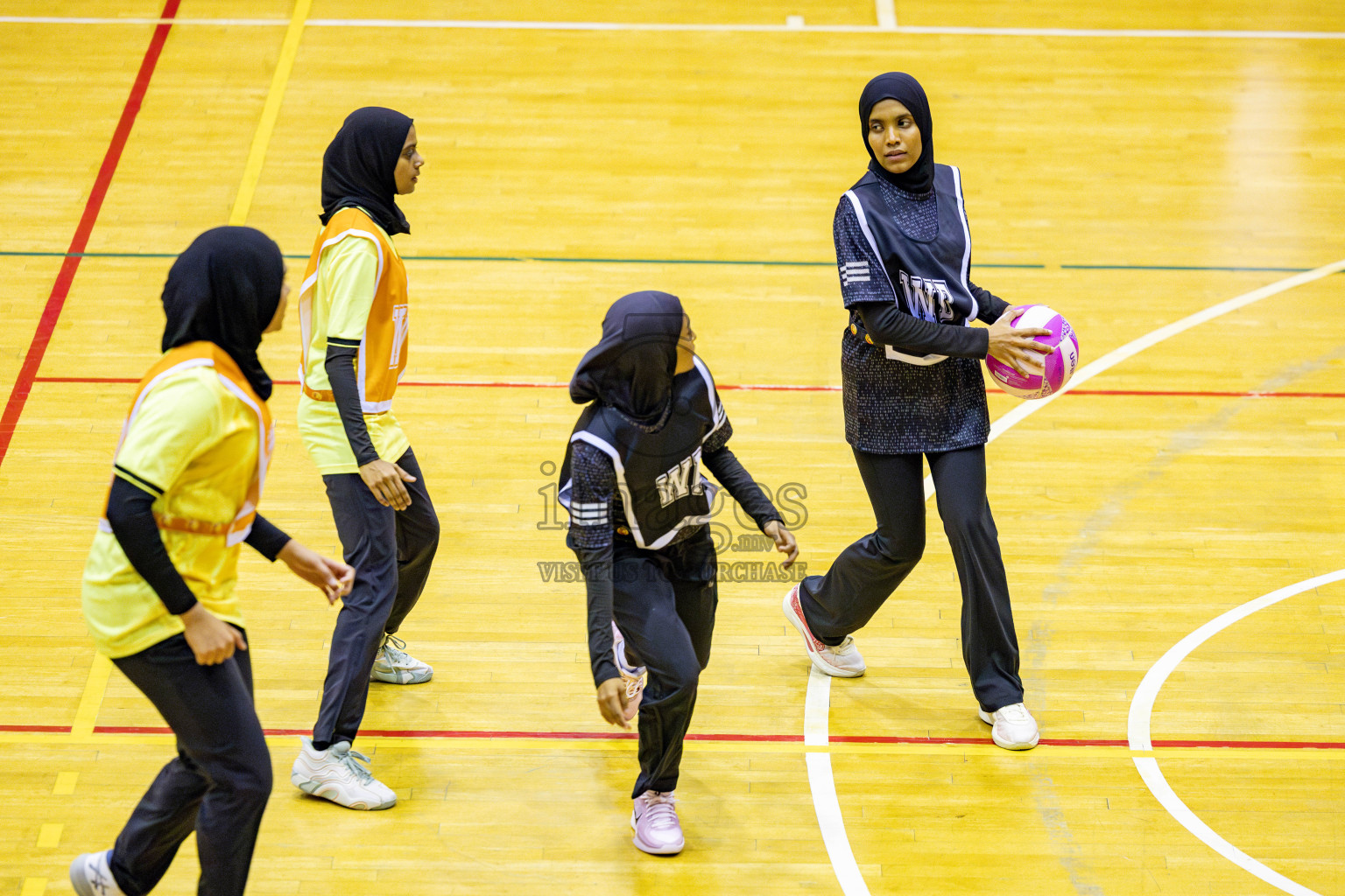 Kulhudhuffushi Youth & Recreation Club vs SC Shining Star in Division 1 of National Netball Tournament 2025 held in Social Center at Male', Maldives on Sunday, 25th May 2025. Photos: Hassan Simah / images.mv