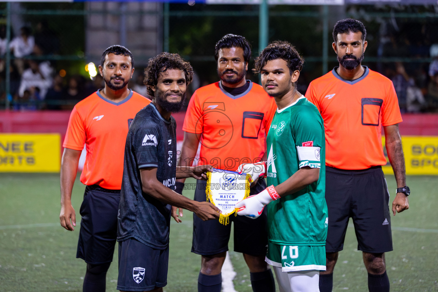 R Inguraidhoo vs R Hulhudhuffaaru in Day 6 of Golden Futsal Challenge 2024 was held on Saturday, 20th January 2024, in Hulhumale', Maldives Photos: Mohamed Mahfooz Moosa / images.mv