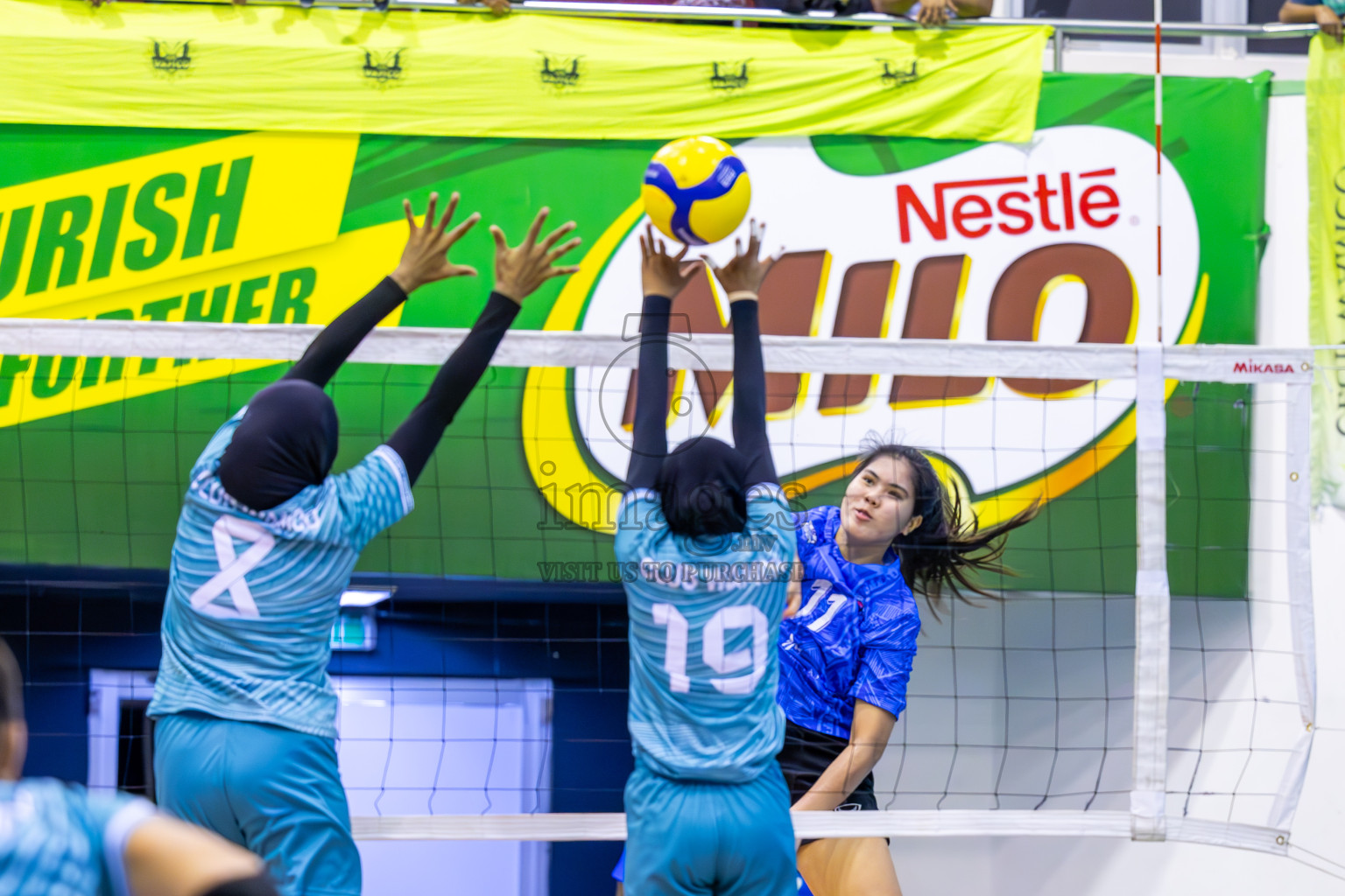 Club WAMCO vs Police Club in the final of National Volleyball Championship 2024 (women's division) was held in Social Center Indoor Hall on Thursday, 24th October 2024. 
Photos: Ismail Thoriq / images.mv