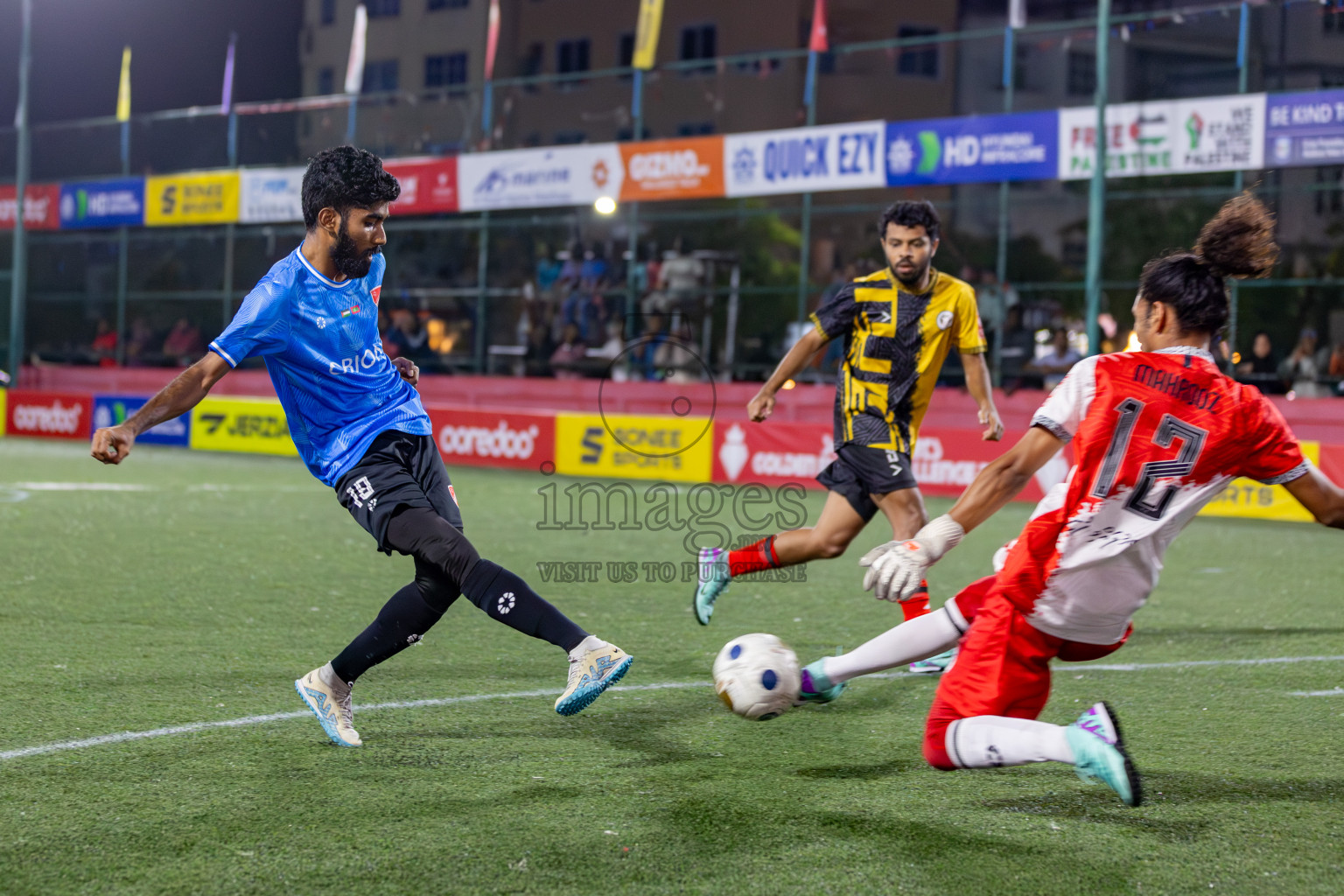 M. Naalaafushi vs Dh. Kudahuvadhoo on Day 36 of Golden Futsal Challenge 2024 was held on Wednesday, 21st February 2024, in Hulhumale', Maldives 
Photos: Hassan Simah/ images.mv