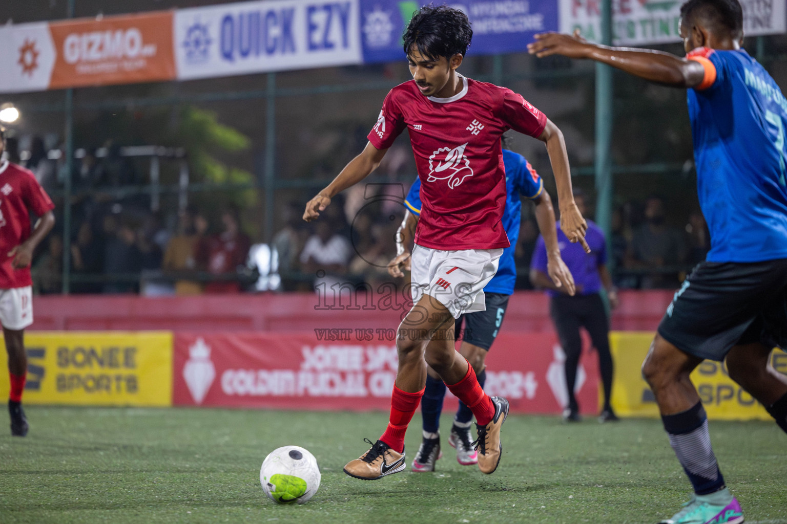 K. Maafushi vs K. Kaashidhoo in Day 28 of Golden Futsal Challenge 2024 was held on Sunday , 11th February 2024 in Hulhumale', Maldives Photos: Mohamed Mahfooz Moosa / images.mv