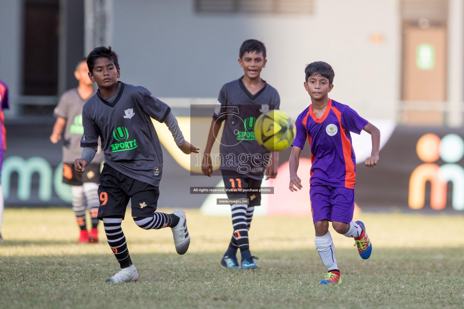 Ghaazee School and Ghiyaasudheen International School School in MAMEN Inter School Football Tournament 2019 (U13) in Male, Maldives on 4th April 2019 Photos: Ismail Thoriq / images.mv