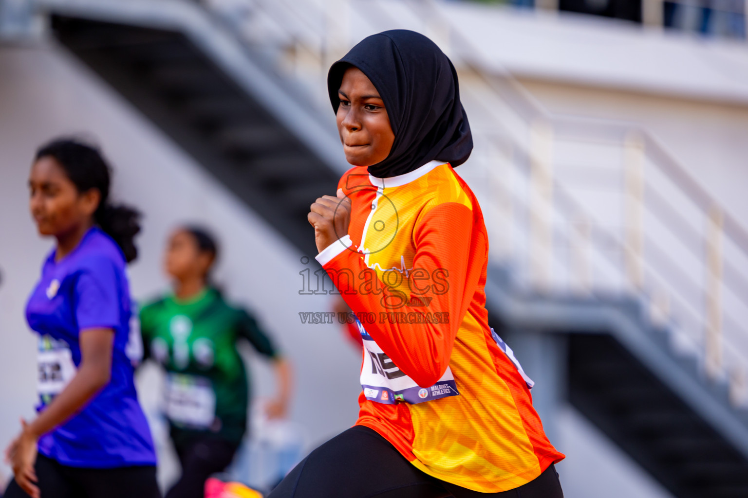 Day 3 of MWSC Interschool Athletics Championships 2024 held in Hulhumale Running Track, Hulhumale, Maldives on Monday, 11th November 2024. Photos by: Nausham Waheed / Images.mv