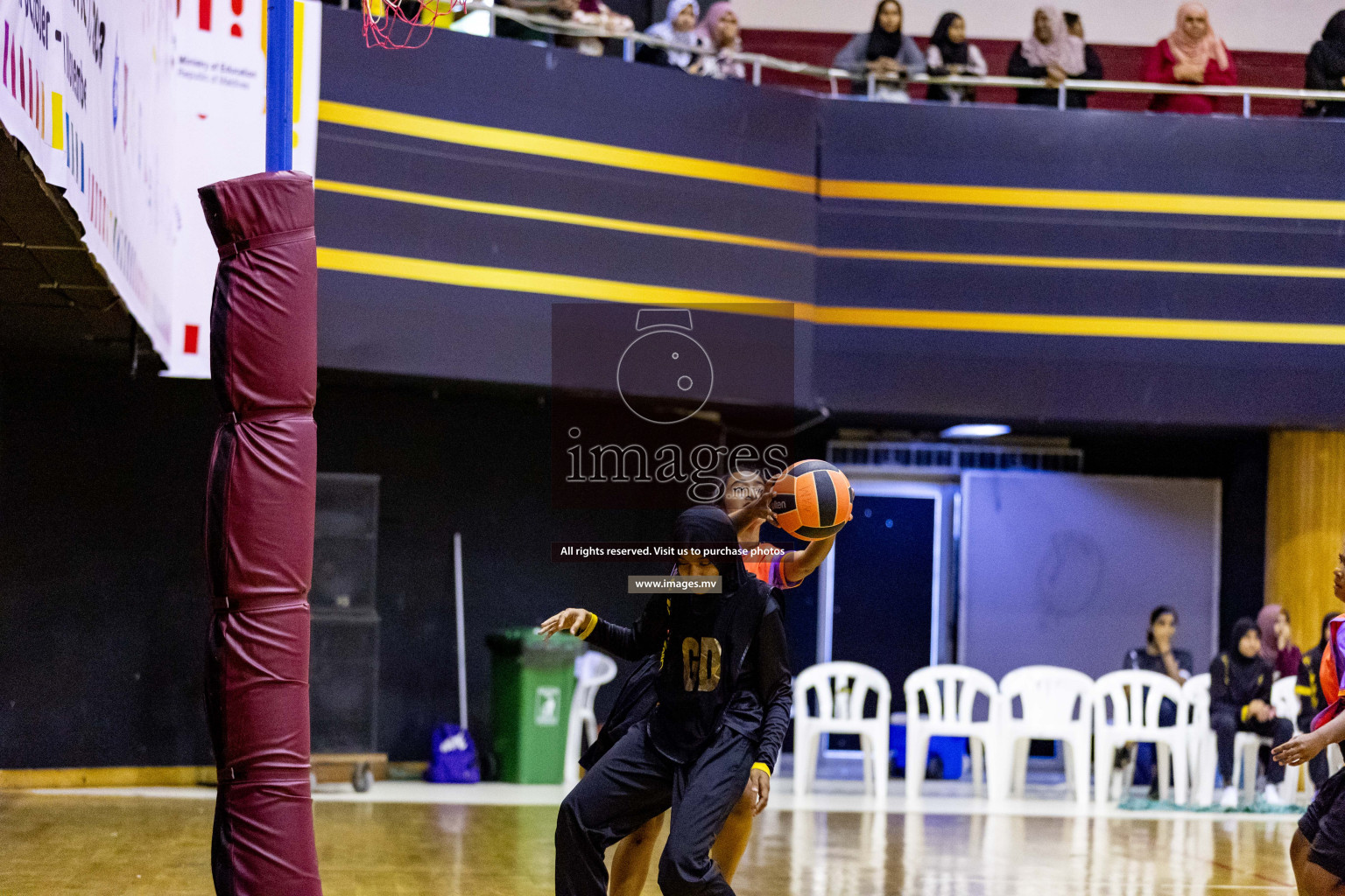 Day 9 of 24th Interschool Netball Tournament 2023 was held in Social Center, Male', Maldives on 4th November 2023. Photos: Hassan Simah / images.mv