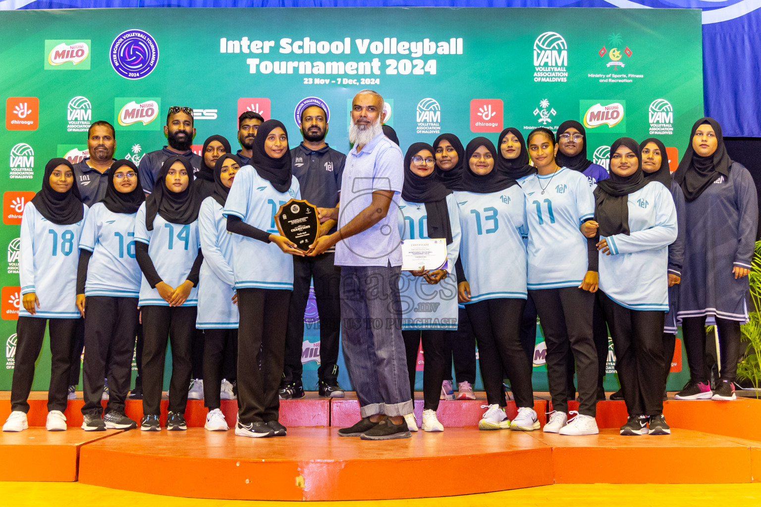 Finals of Interschool Volleyball Tournament 2024 was held in Social Center at Male', Maldives on Friday, 6th December 2024. Photos: Nausham Waheed / images.mv