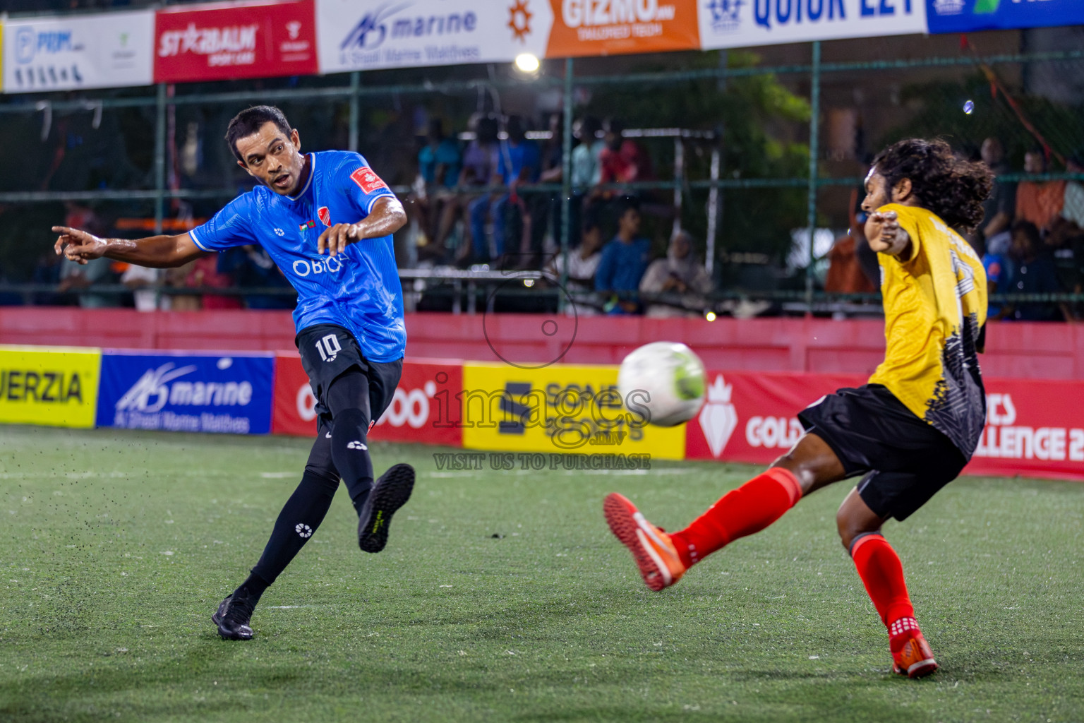 M. Naalaafushi vs Dh. Kudahuvadhoo on Day 36 of Golden Futsal Challenge 2024 was held on Wednesday, 21st February 2024, in Hulhumale', Maldives 
Photos: Hassan Simah/ images.mv