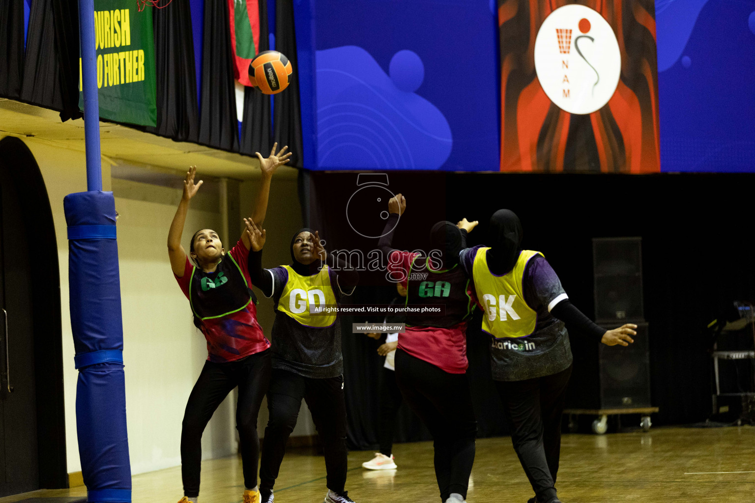 Sports Club Skylark vs United Unity Sports Club in the Milo National Netball Tournament 2022 on 19 July 2022, held in Social Center, Male', Maldives. Photographer: Shuu / Images.mv