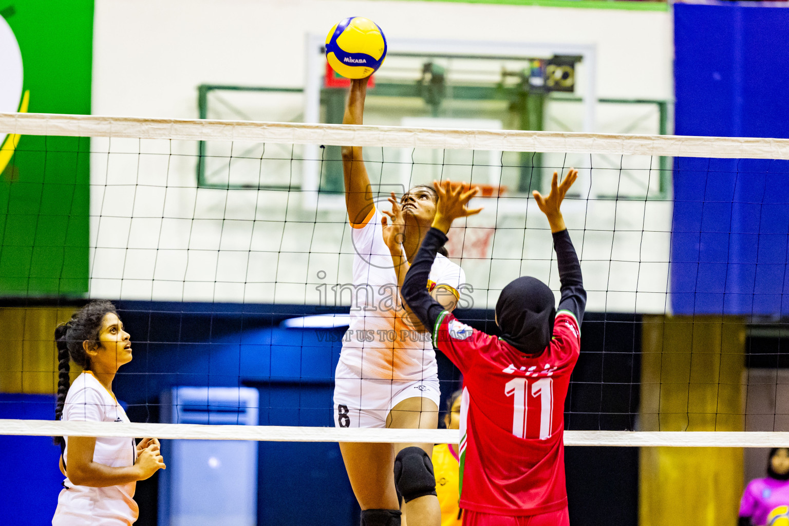 Sri Lanka vs Maldives in Semi Final of CAVA U20 Woman's Volleyball Championship 2024 was held in Social Center, Male', Maldives on 22nd July 2024. Photos: Nausham Waheed / images.mv