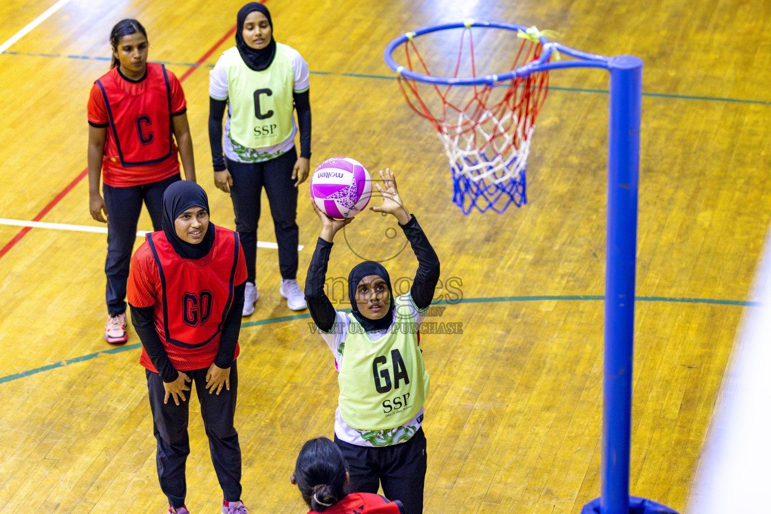 Club Matrix vs Club Green Streets in Division 1 of National Netball Tournament 2025 held in Ekuveni Netball Court at Male', Maldives on Saturday, 24th May 2025. Photos: Hassan Simah / images.mv